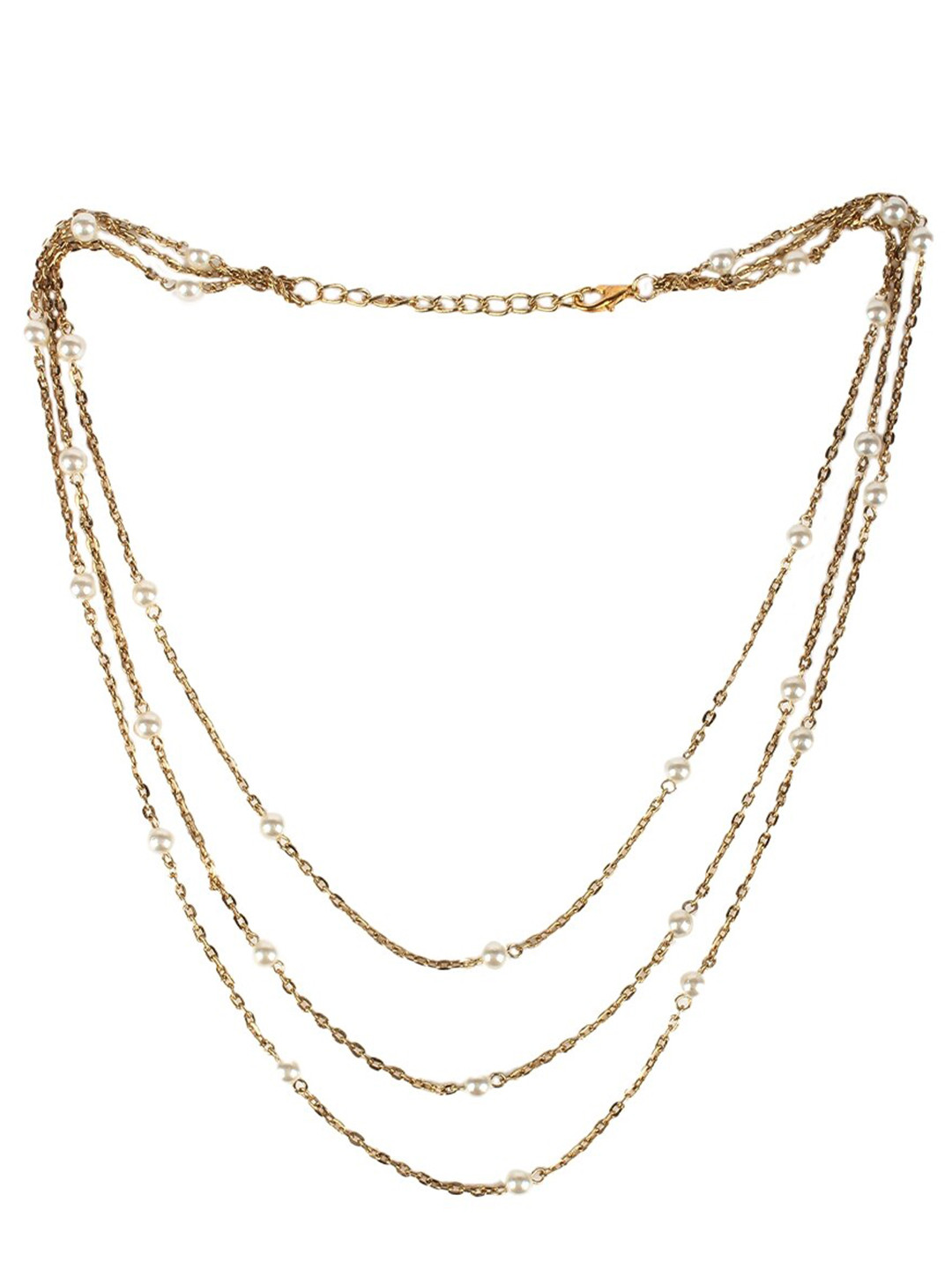 

DressBerry Brass Gold-Plated Artificial Beads Beaded Layered Necklace