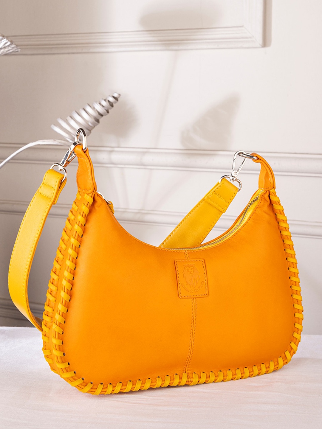 

Abelardo De Moda Leather Structured Shoulder Bag, Yellow