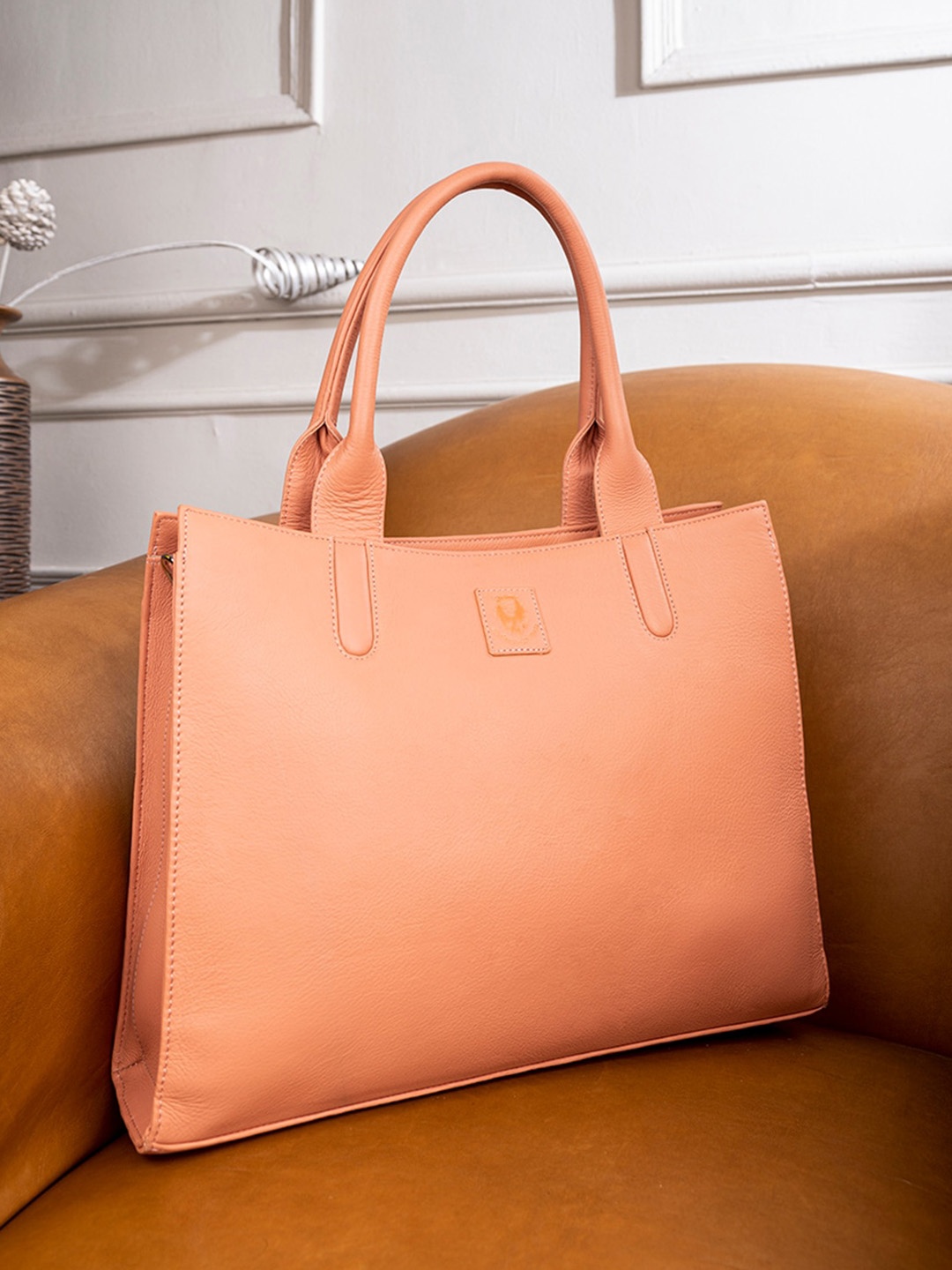 

Abelardo De Moda Leather Oversized Shopper Tote Bag, Peach