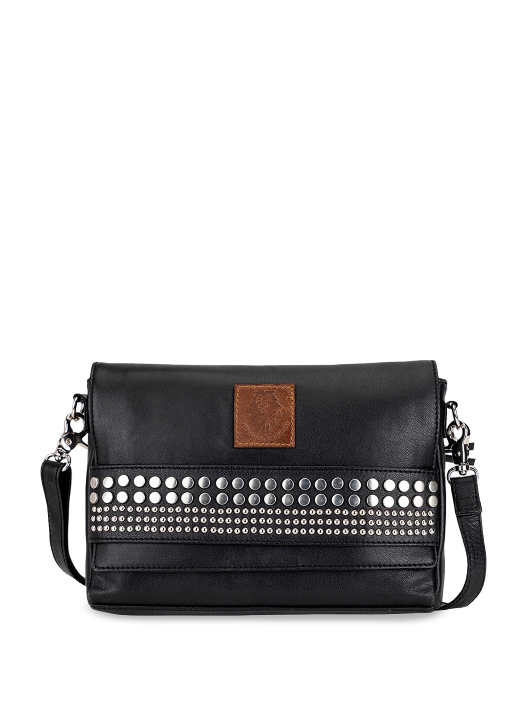 

Abelardo De Moda Embellished Leather Structured Sling Bag, Blue