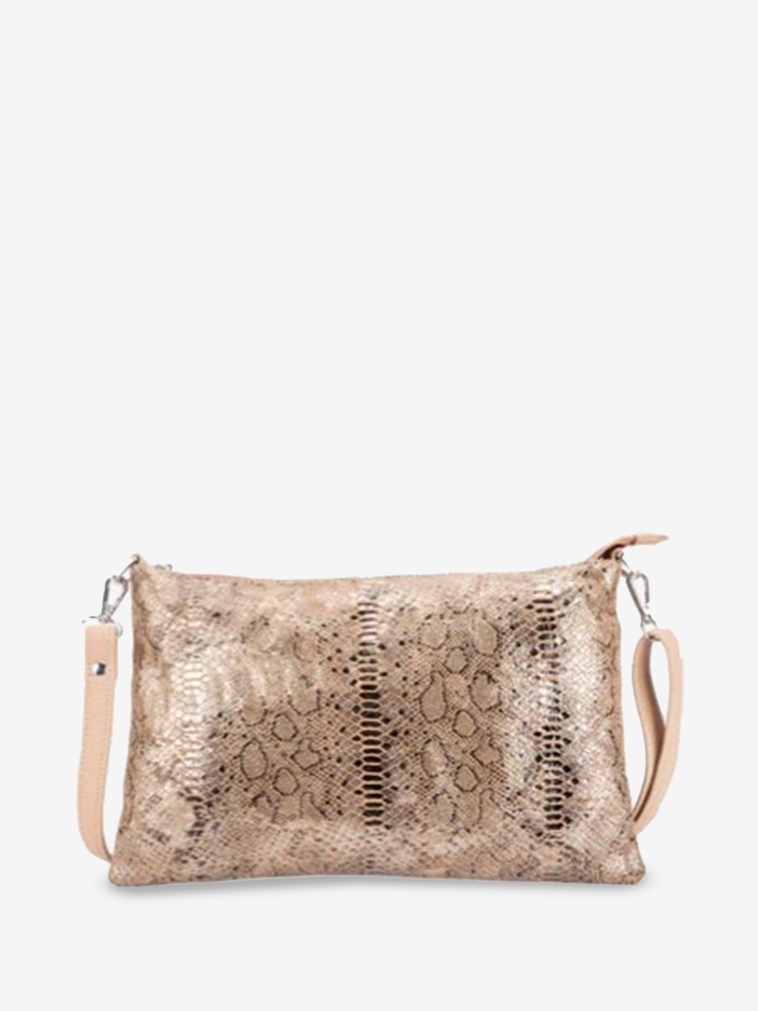 Abelardo De Moda Animal Textured Structured Leather Sling Bag, Metallic