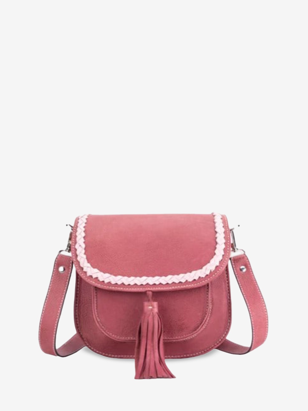 

Abelardo De Moda Leather Swagger Sling Bag with Tasselled, Pink