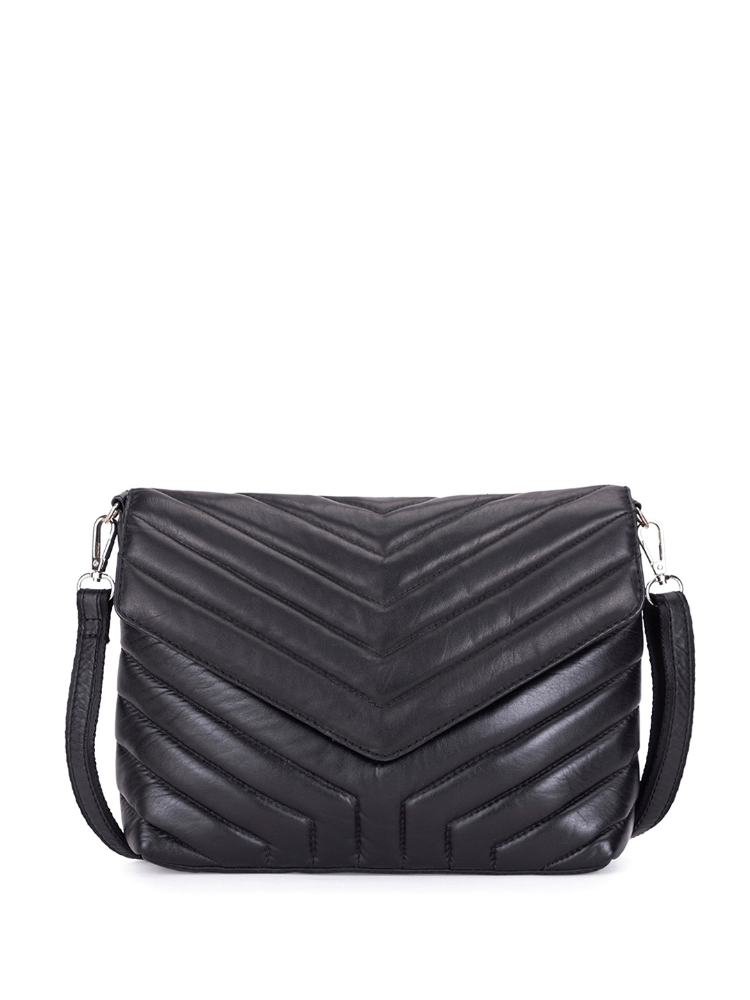 

Abelardo De Moda Textured Leather Swagger Sling Bag, Black