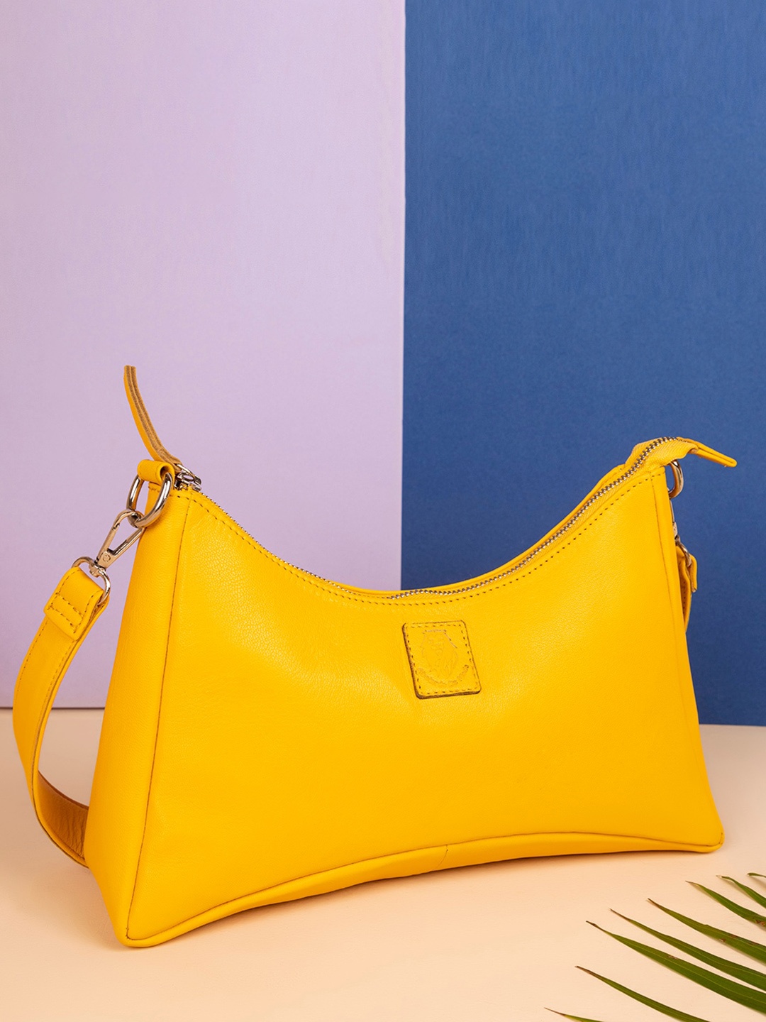 

Abelardo De Moda Leather Half Moon Shoulder Bag, Yellow