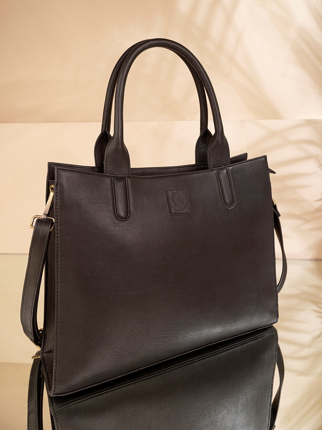 

Abelardo De Moda Leather Structured Handheld Bag, Black