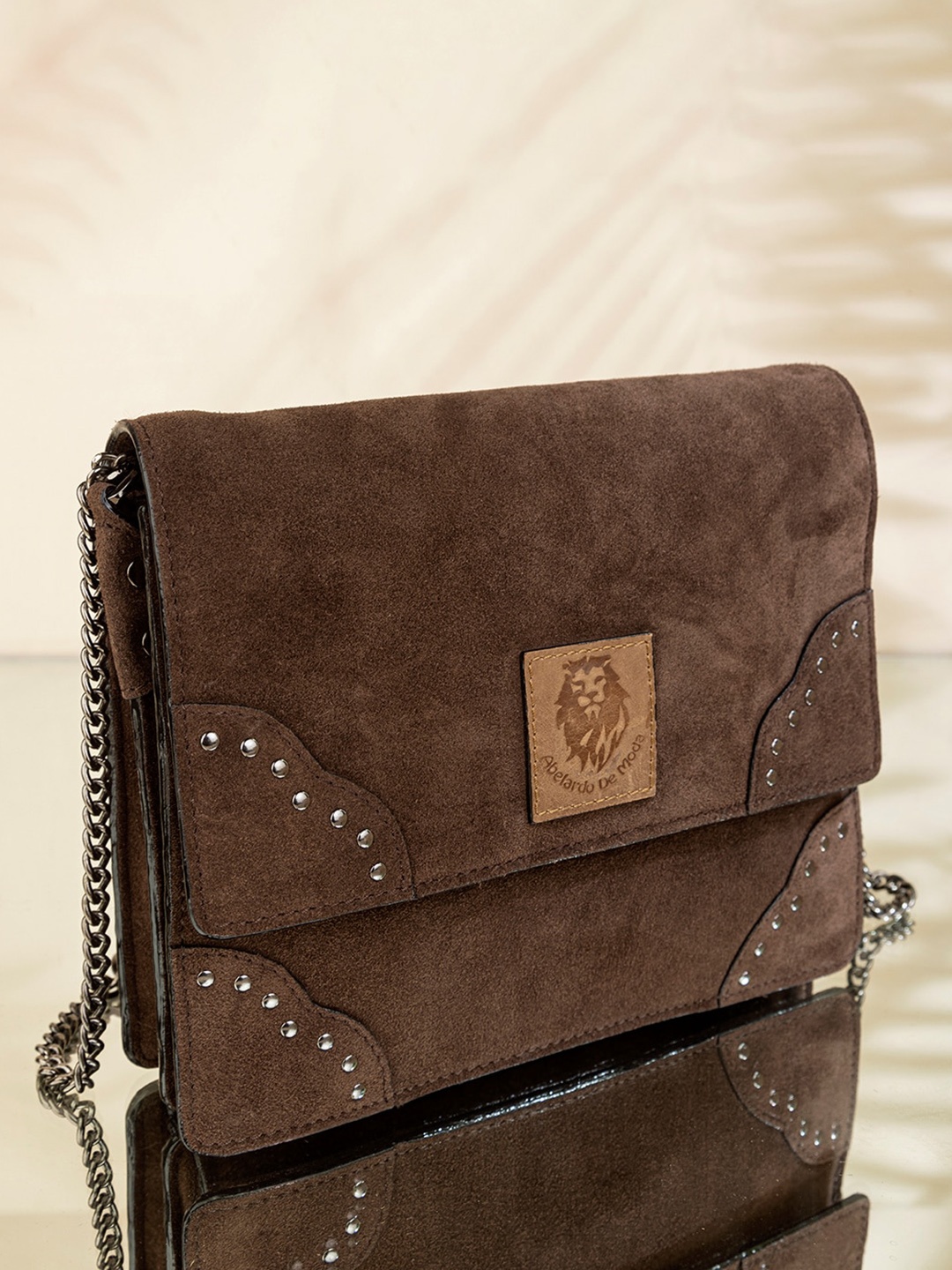 

Abelardo De Moda Leather Structured Sling Bag, Brown
