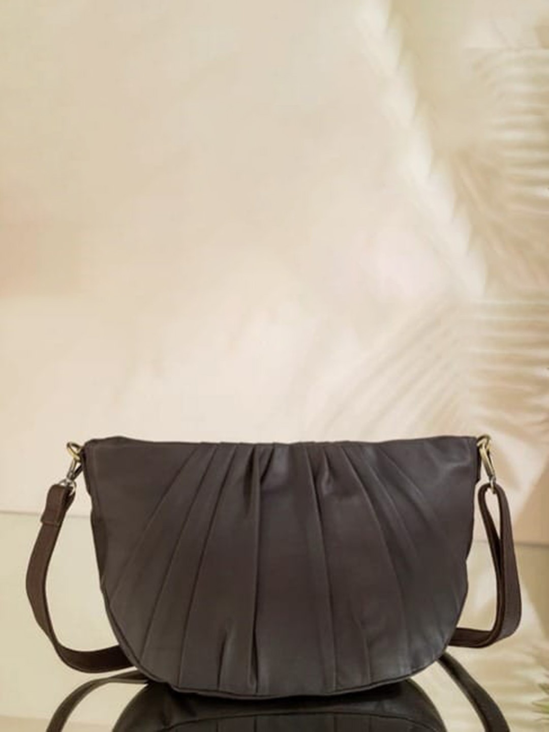 

Abelardo De Moda Leather Half Moon Sling Bag, Brown