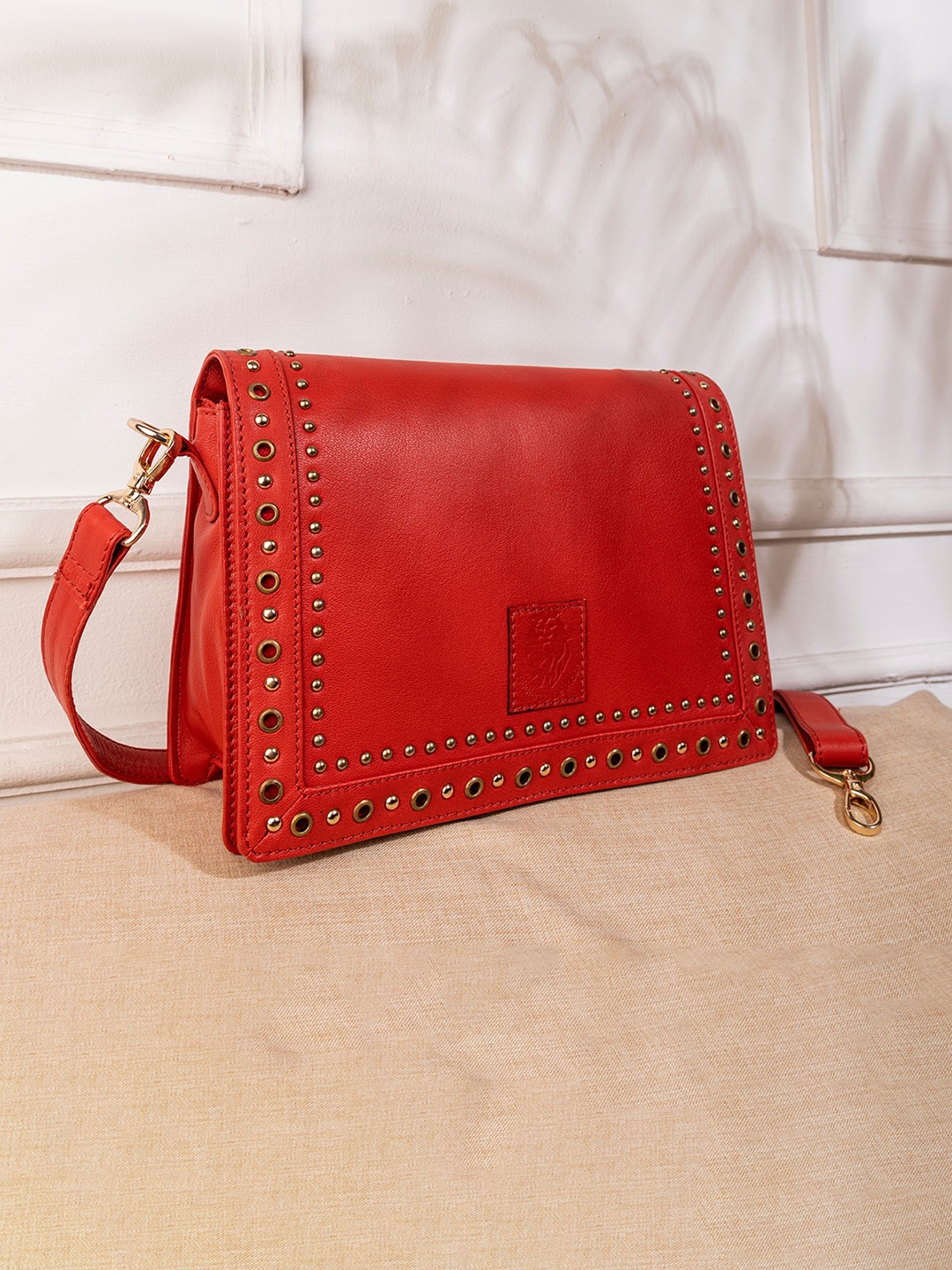 

Abelardo De Moda Leather Structured Sling Bag, Red