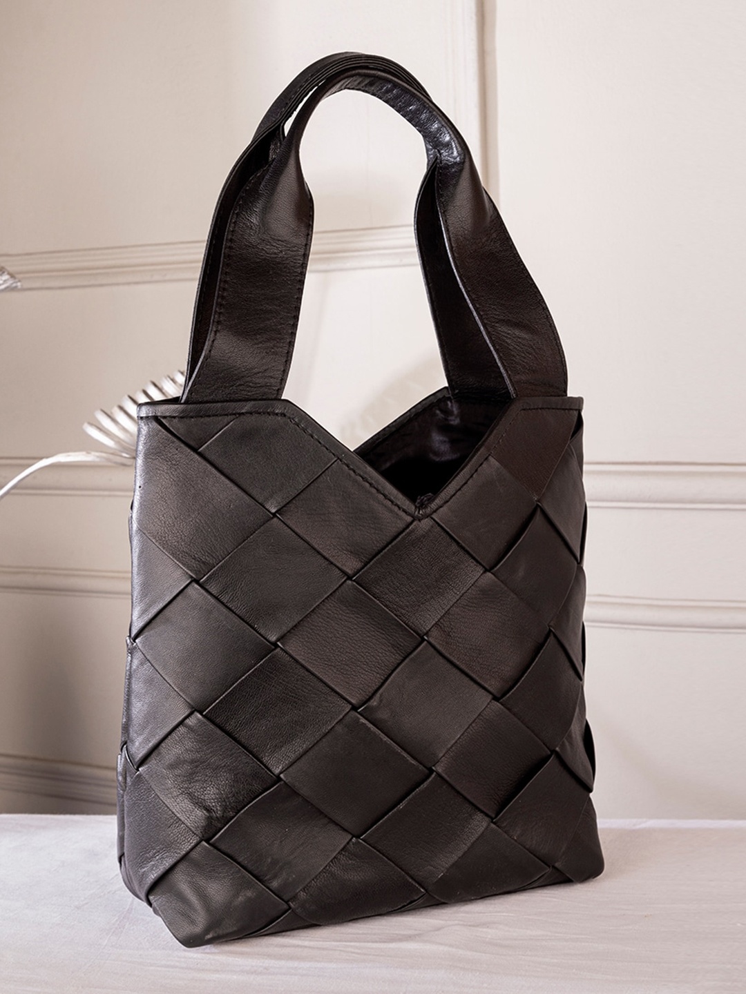 

Abelardo De Moda Leather Shopper Tote Bag, Black