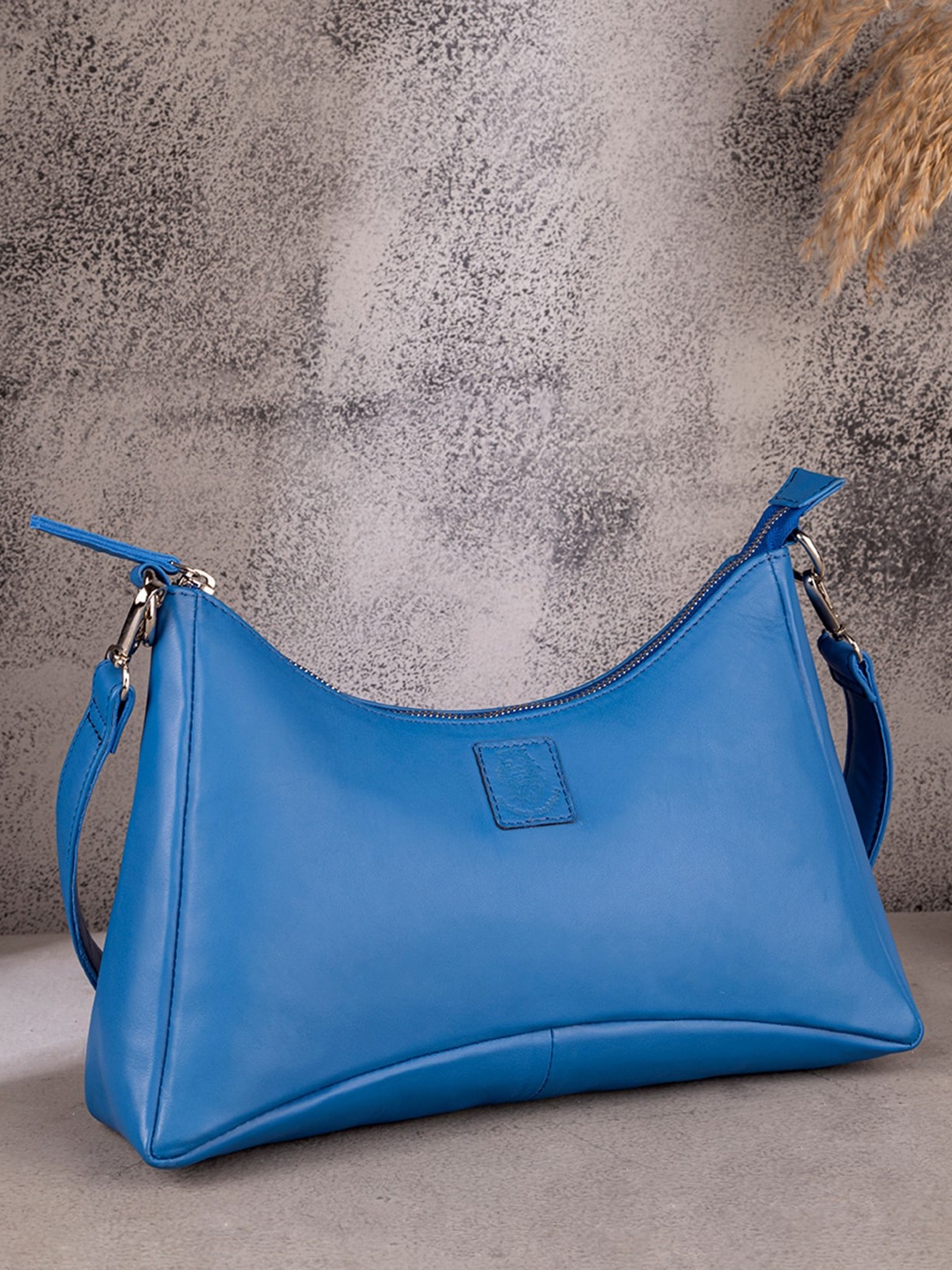 Abelardo De Moda Leather Oversized Structured Handheld Bag, Blue
