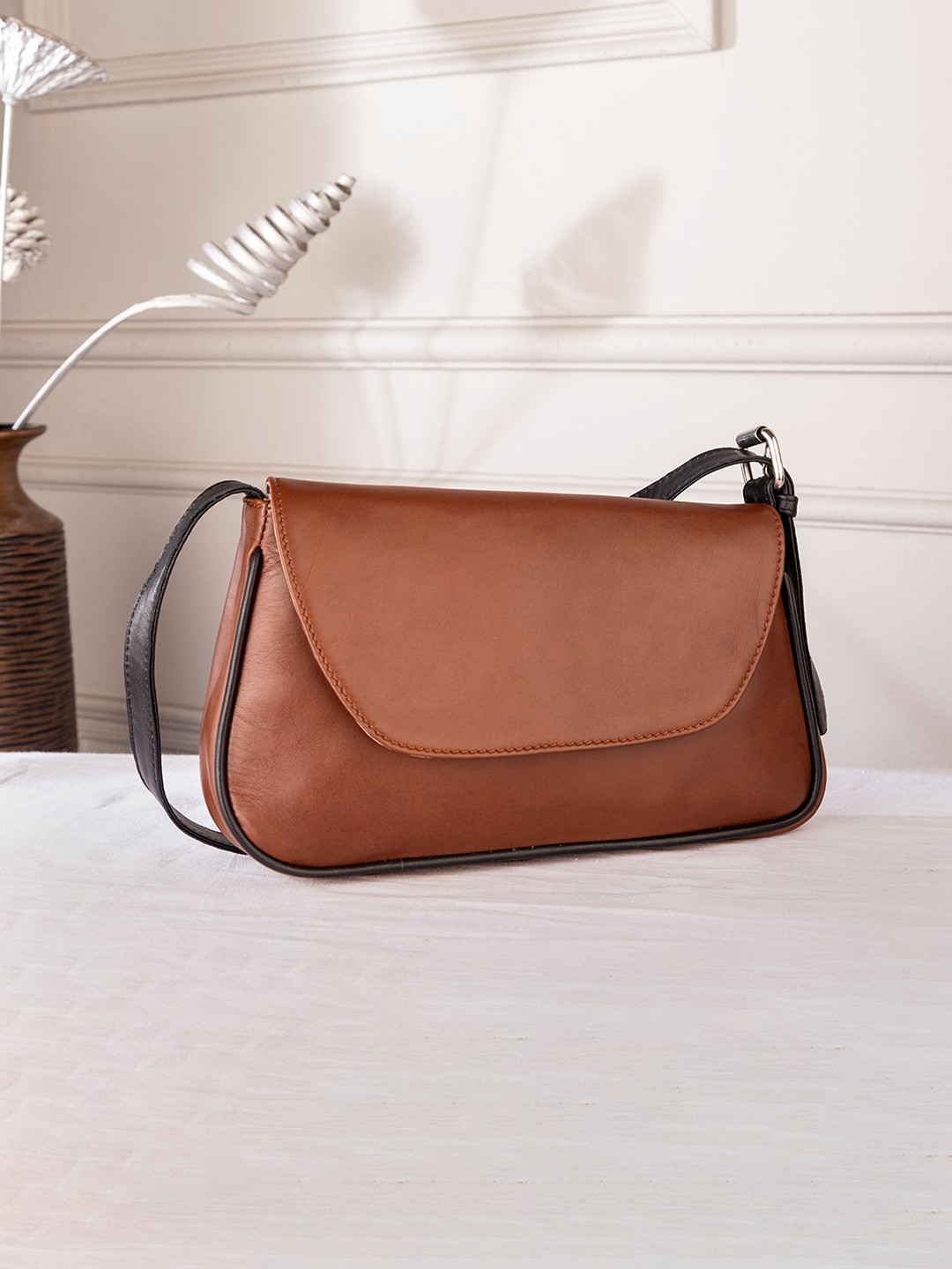 

Abelardo De Moda Leather Structured Shoulder Bag, Brown