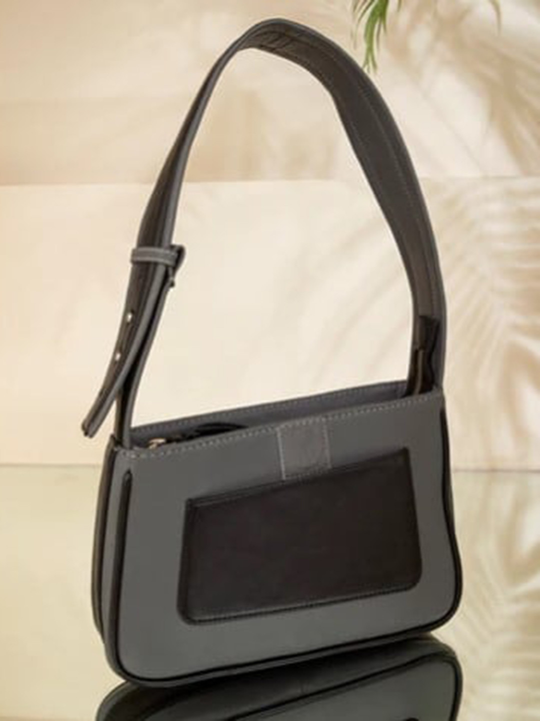 

Abelardo De Moda Leather Structured Shoulder Bag, Grey