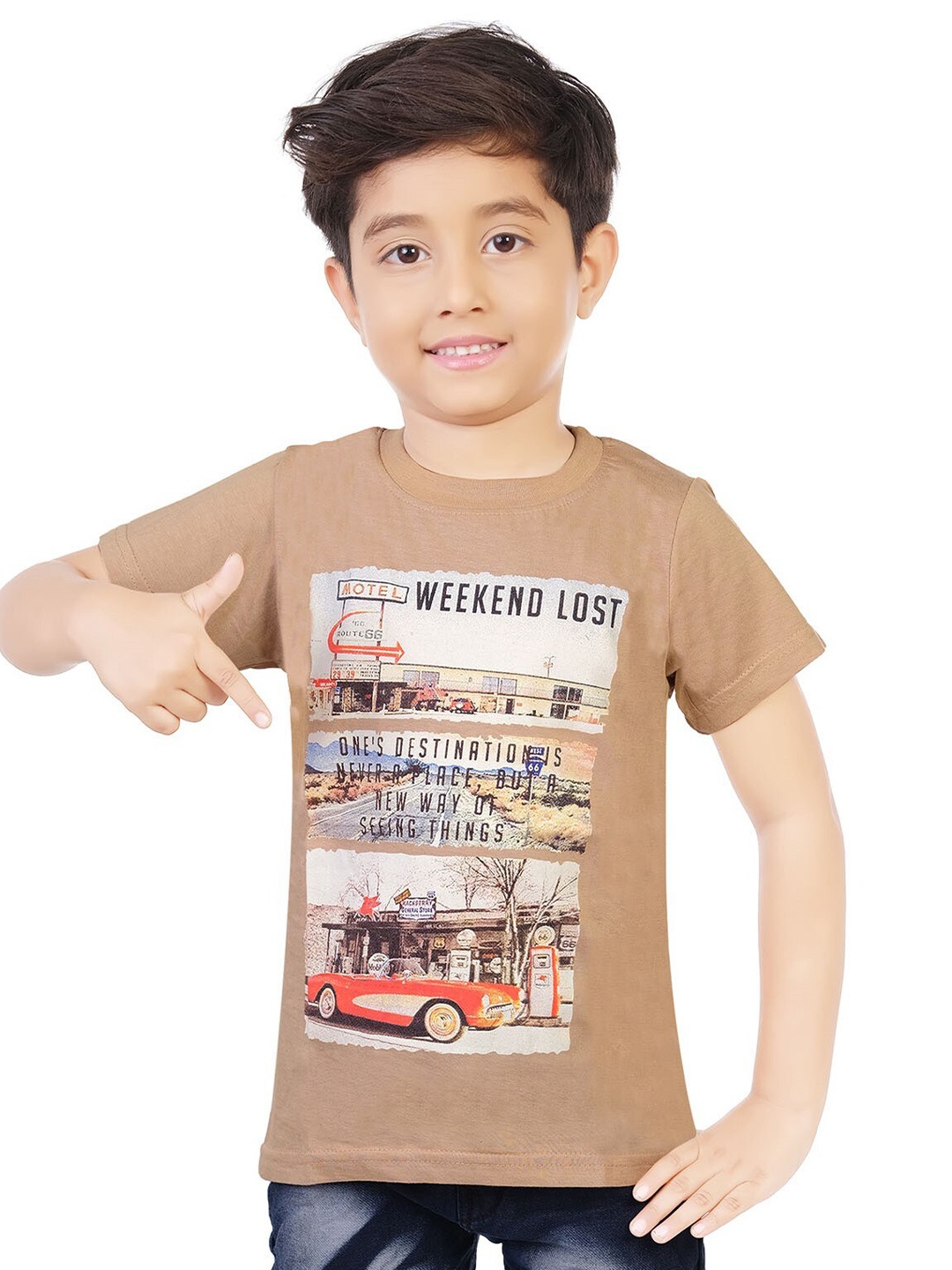 

BAESD Boys Printed Applique T-shirt, Cream