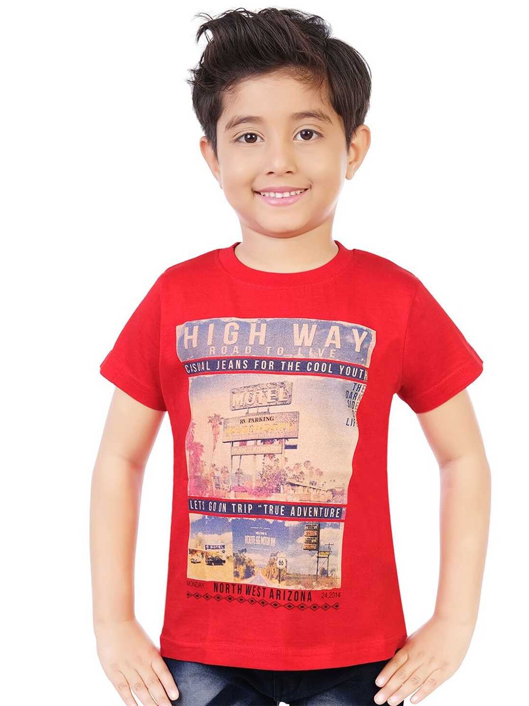 

BAESD Boys Typography Printed Extended Sleeves T-shirt, Red