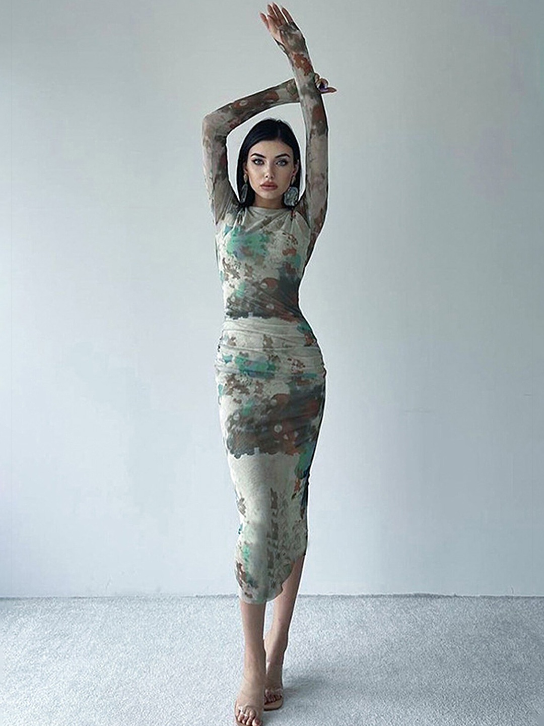

LULU & SKY Abstract Printed Sheath Midi Dress, Green
