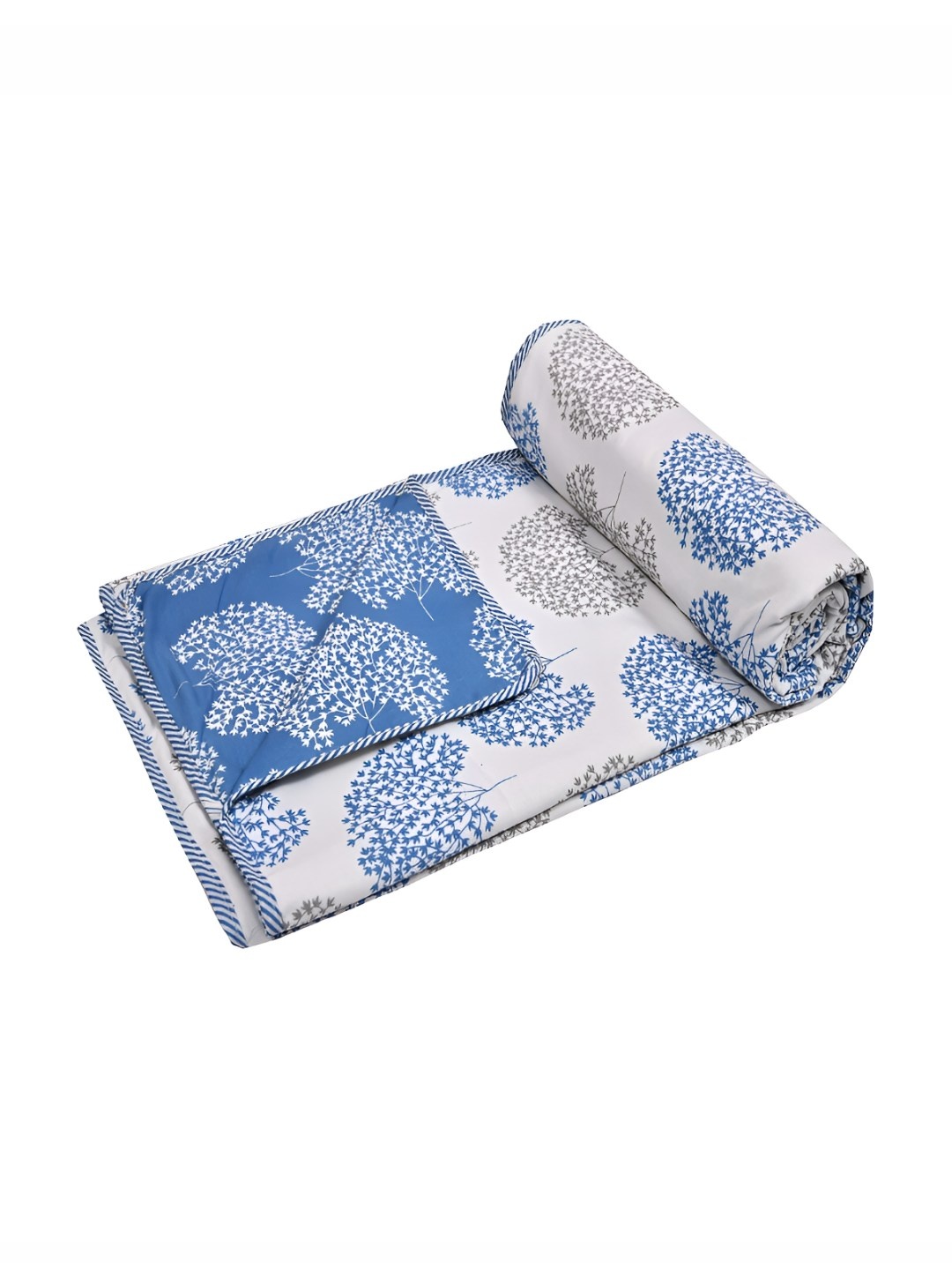 

tundwal's White & Blue Floral AC Room Cotton 210 GSM Single Bed Dohar