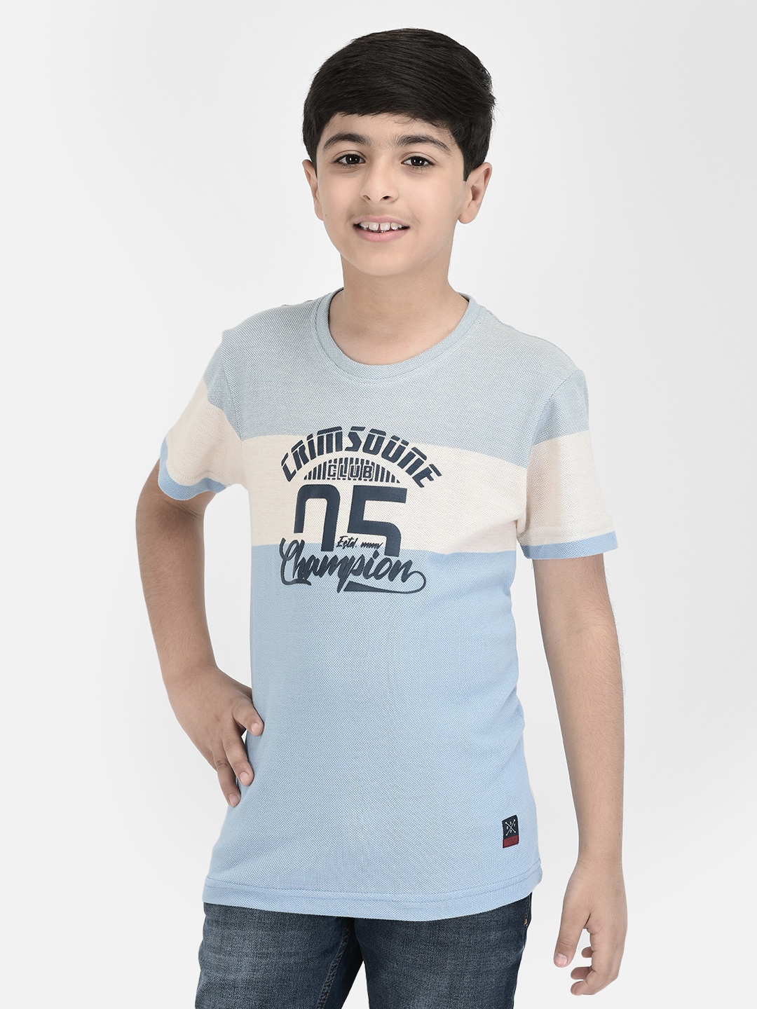 

Crimsoune Club Boys Colourblocked Slim Fit T-shirt, Blue