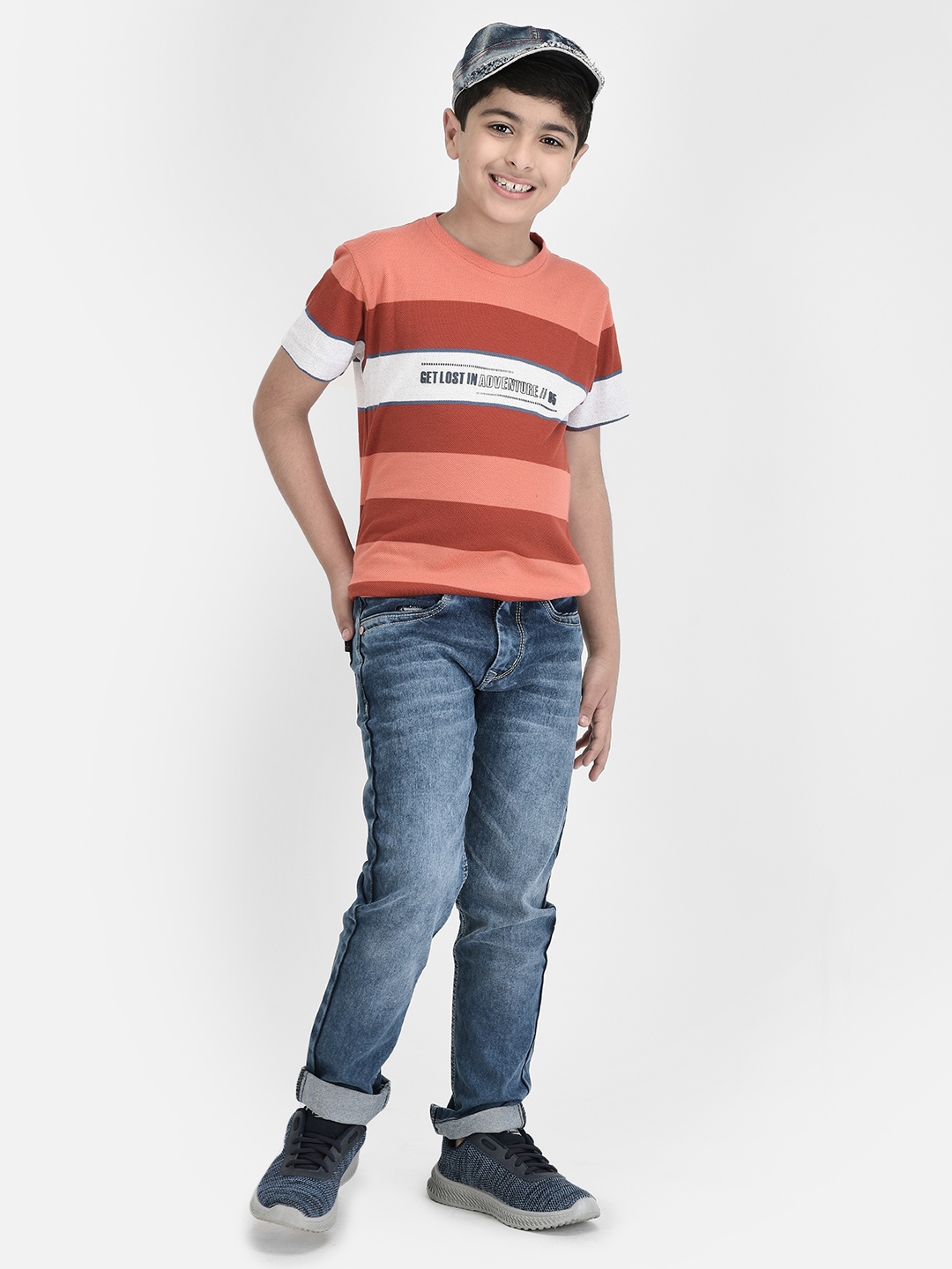 

Crimsoune Club Boys Colourblocked Slim Fit T-shirt, Peach