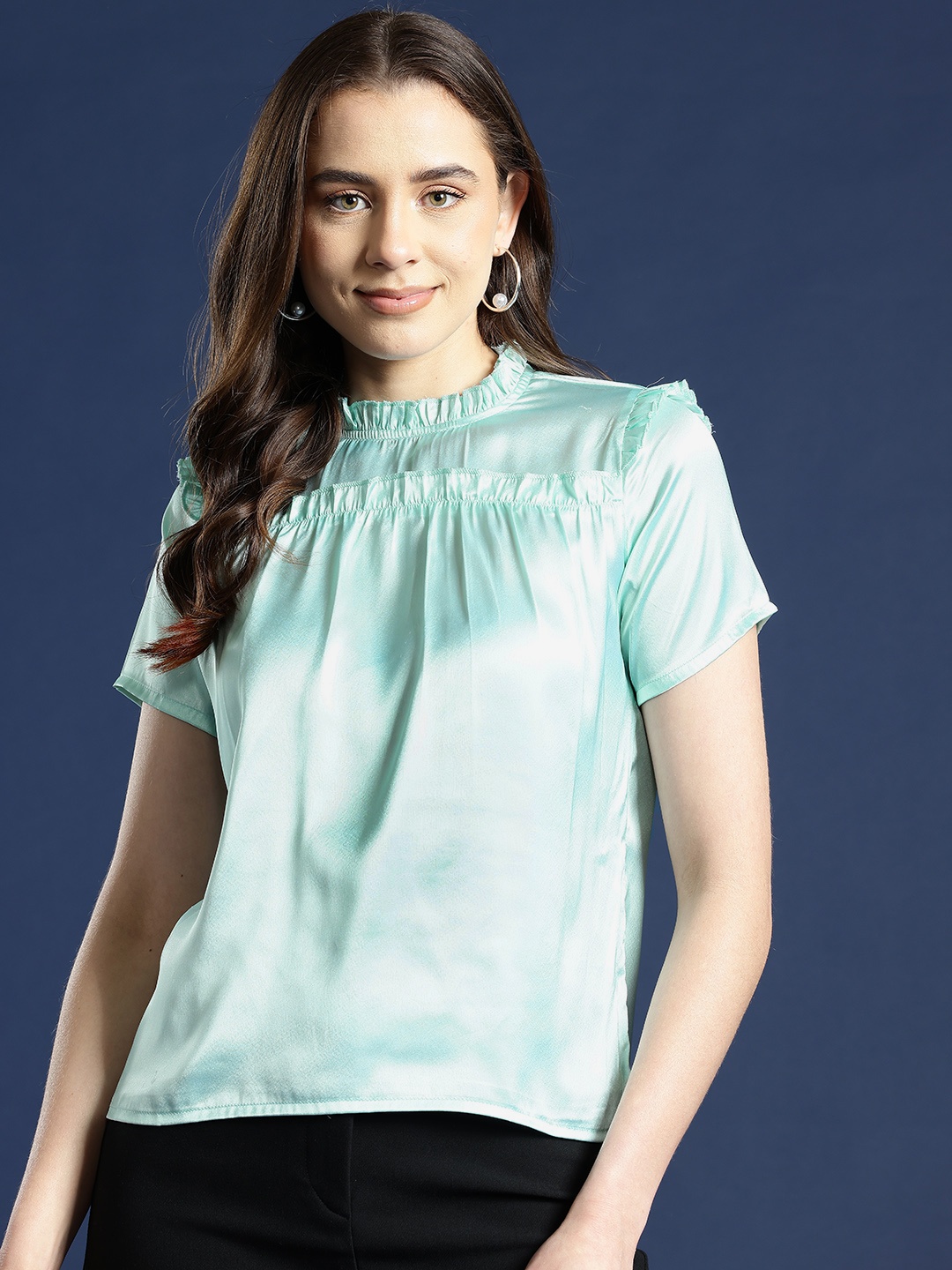 

Mast & Harbour Ruffles Top, Blue