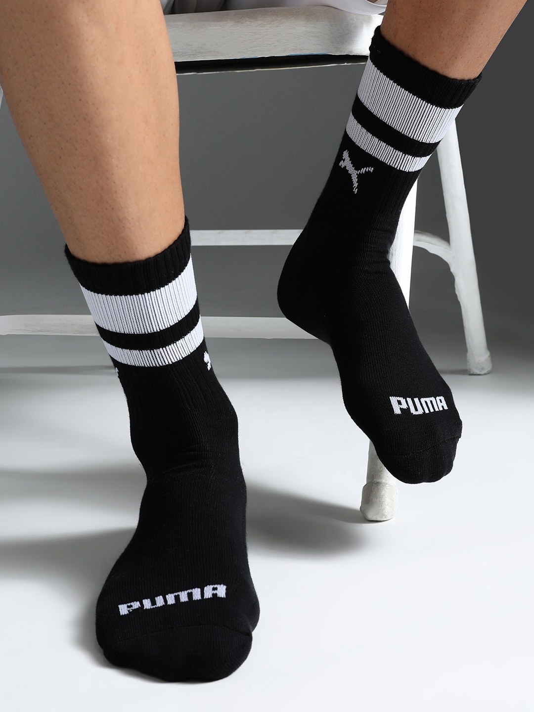 

Puma Unisex Pack Of 3 Heritage Striped Calf Length Socks, White