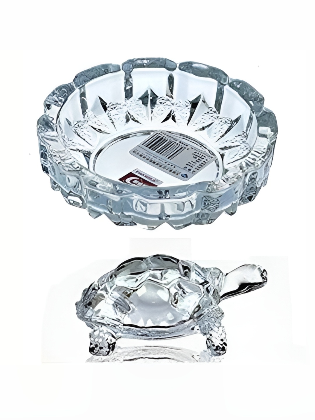 

Navyaksh White Glass Religious Small Turtle Plate Showpiece