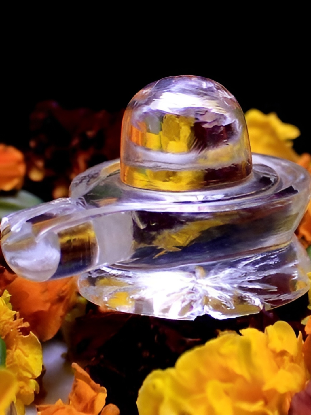 

Navyaksh Transparent Crystal Glass Shivling Showpiece