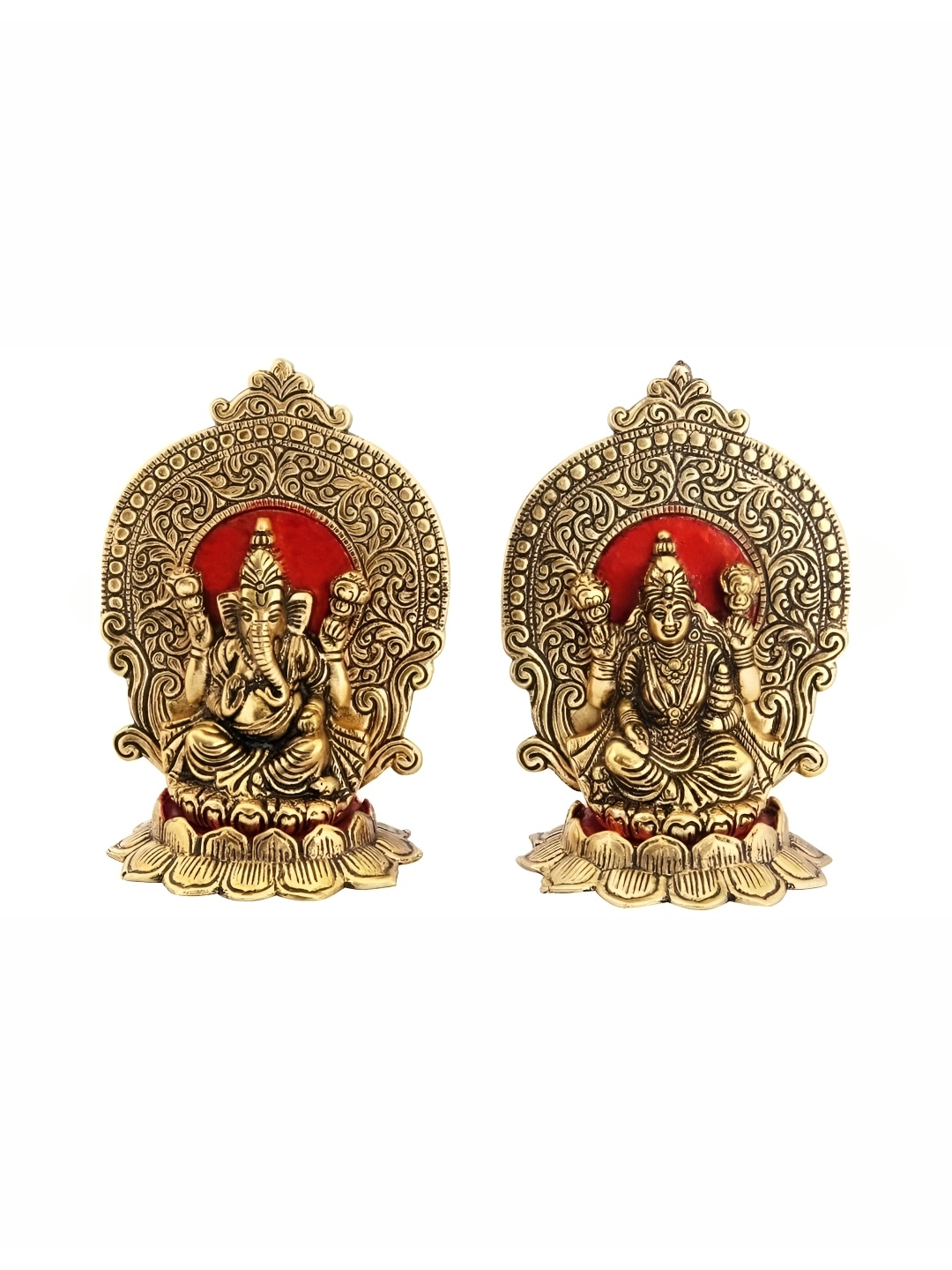 

Navyaksh Gold Toned Metal Lakshmi Ganesh Showpiece