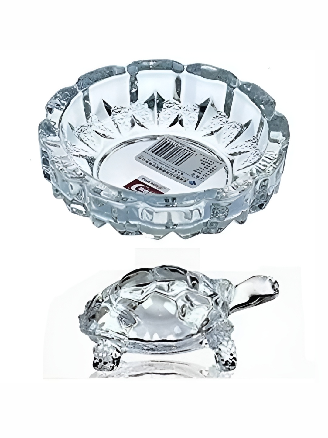 

Navyaksh White Crystal Religious Small Turtle Plate Showpiece