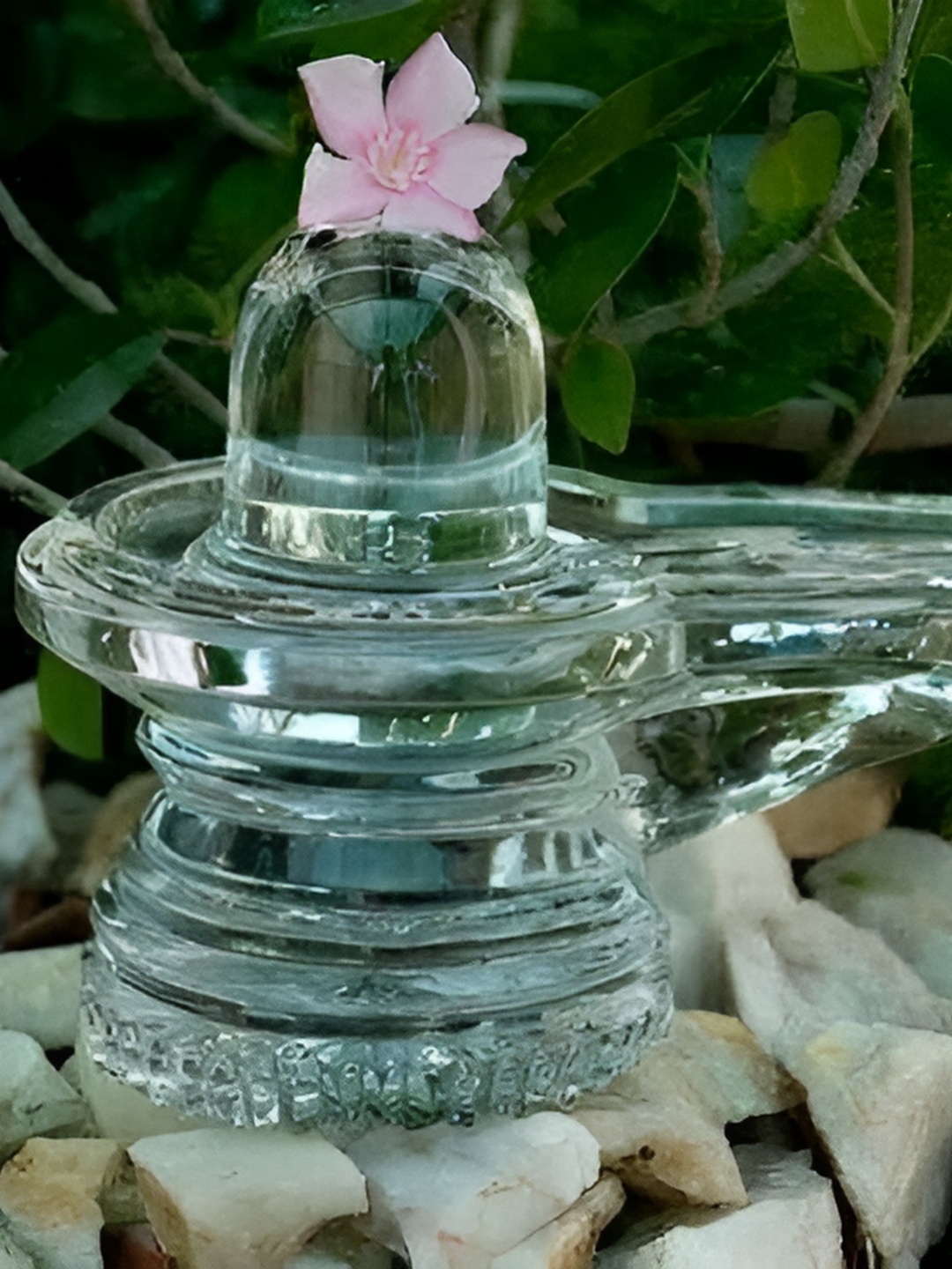 

Navyaksh White Crystal Shivling Showpiece