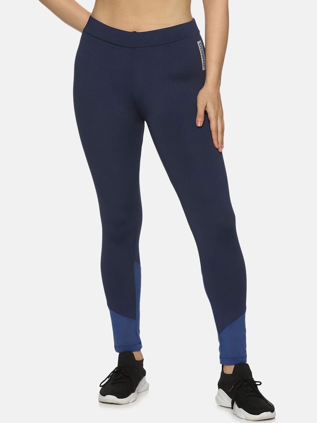 

DOMIN8 Women Solid Slim Fit Rapid-Dry Ankle Length Training Or Gym Tights, Navy blue