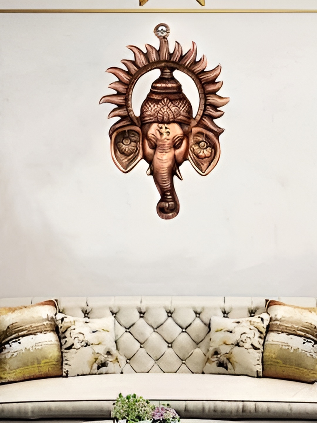 

Navyaksh Copper-Toned Religious Small Ganesh ji Showpiece