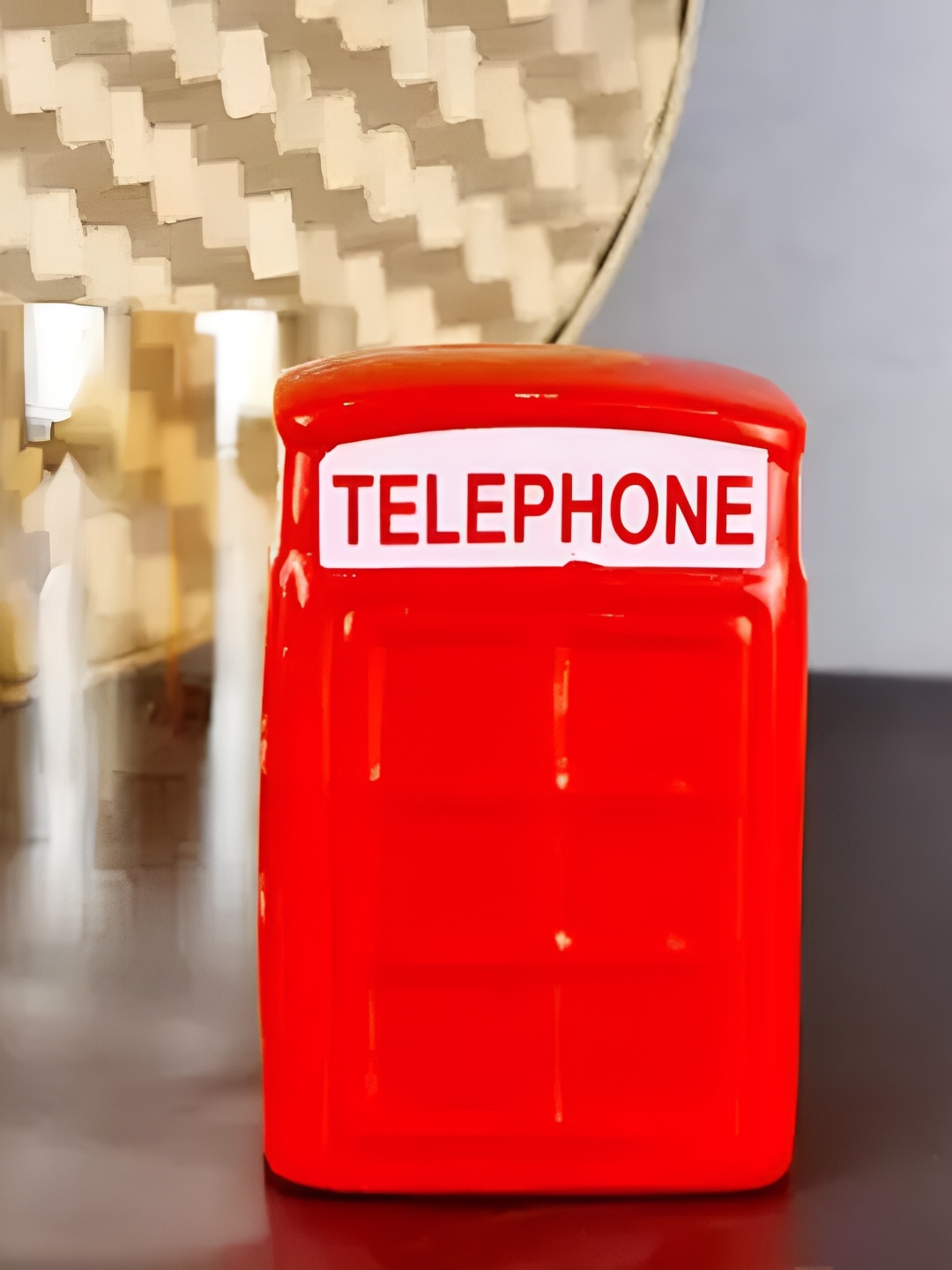 

Satyam Kraft Red Ceramic Telephone Booth Gullak Curio Showpiece