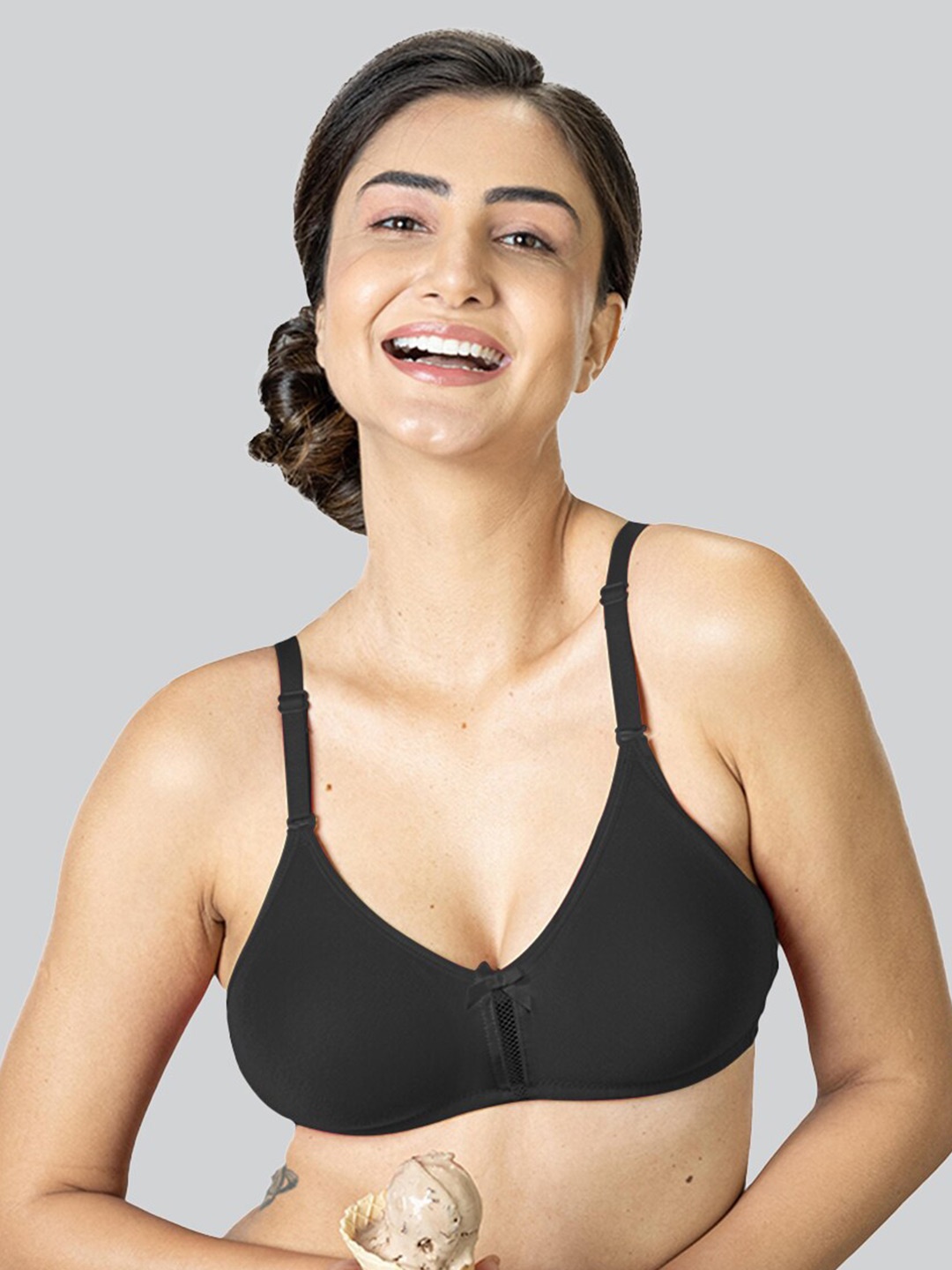 

LYRA Medium Coverage Mesh Ladder Wire Cotton Everyday Bra With All Day Comfort, Black