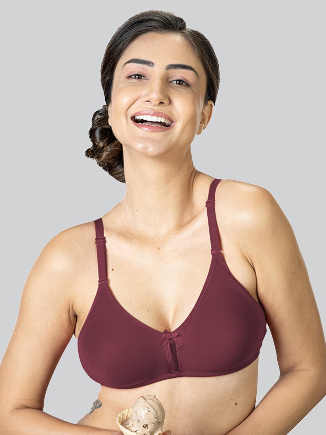 

LYRA Medium Coverage Mesh Ladder Wire Cotton Everyday Bra With All Day Comfort, Maroon