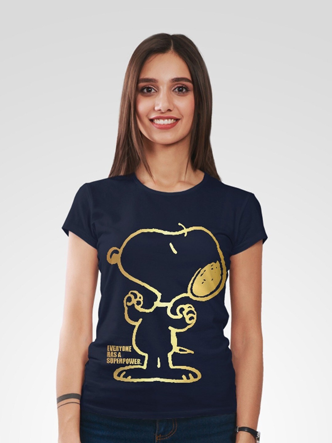 

Minute Mirth Graphic Printed Cotton T-shirt, Navy blue