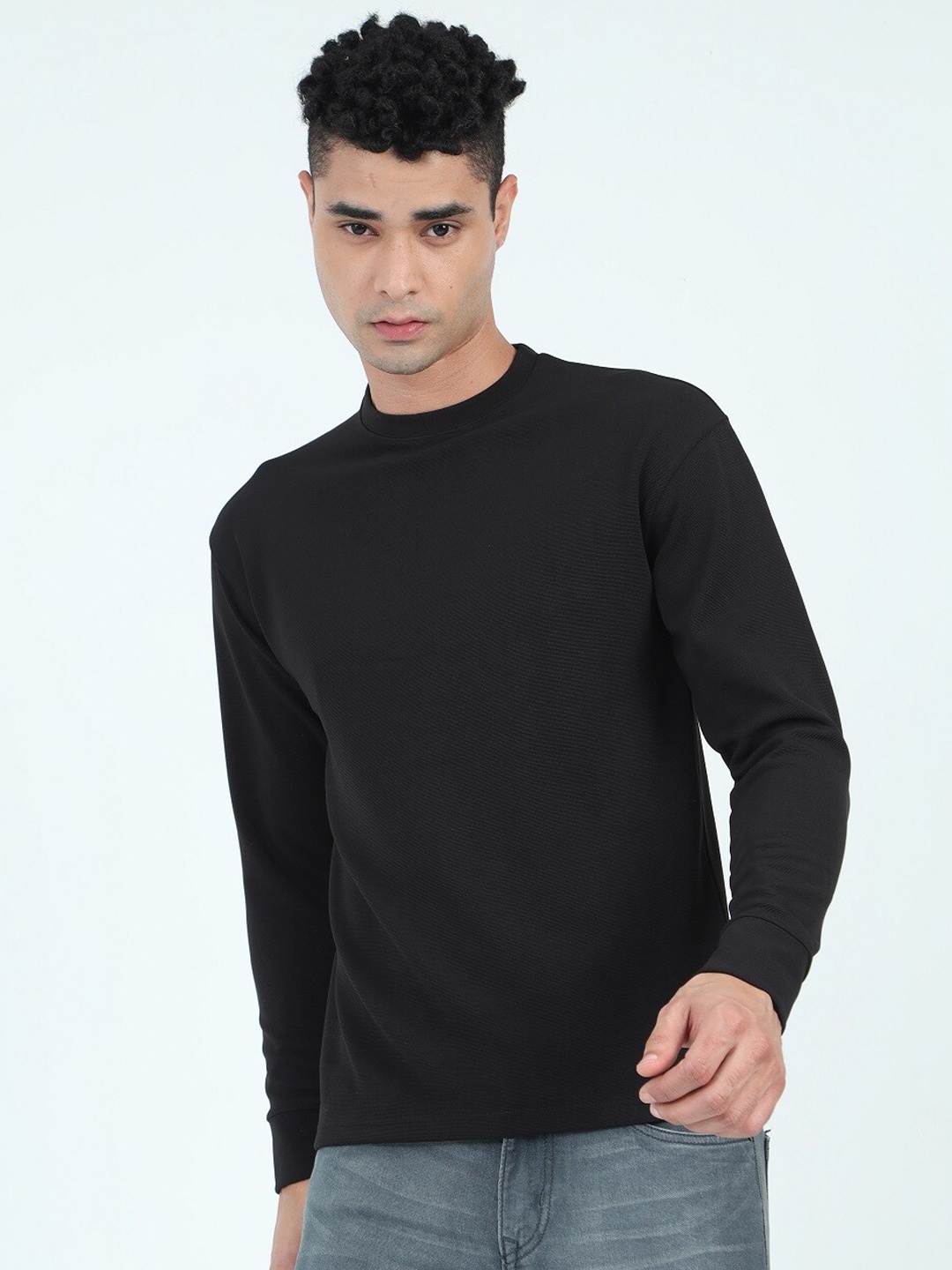 

ecott Round Neck Pullover Sweatshirt, Black