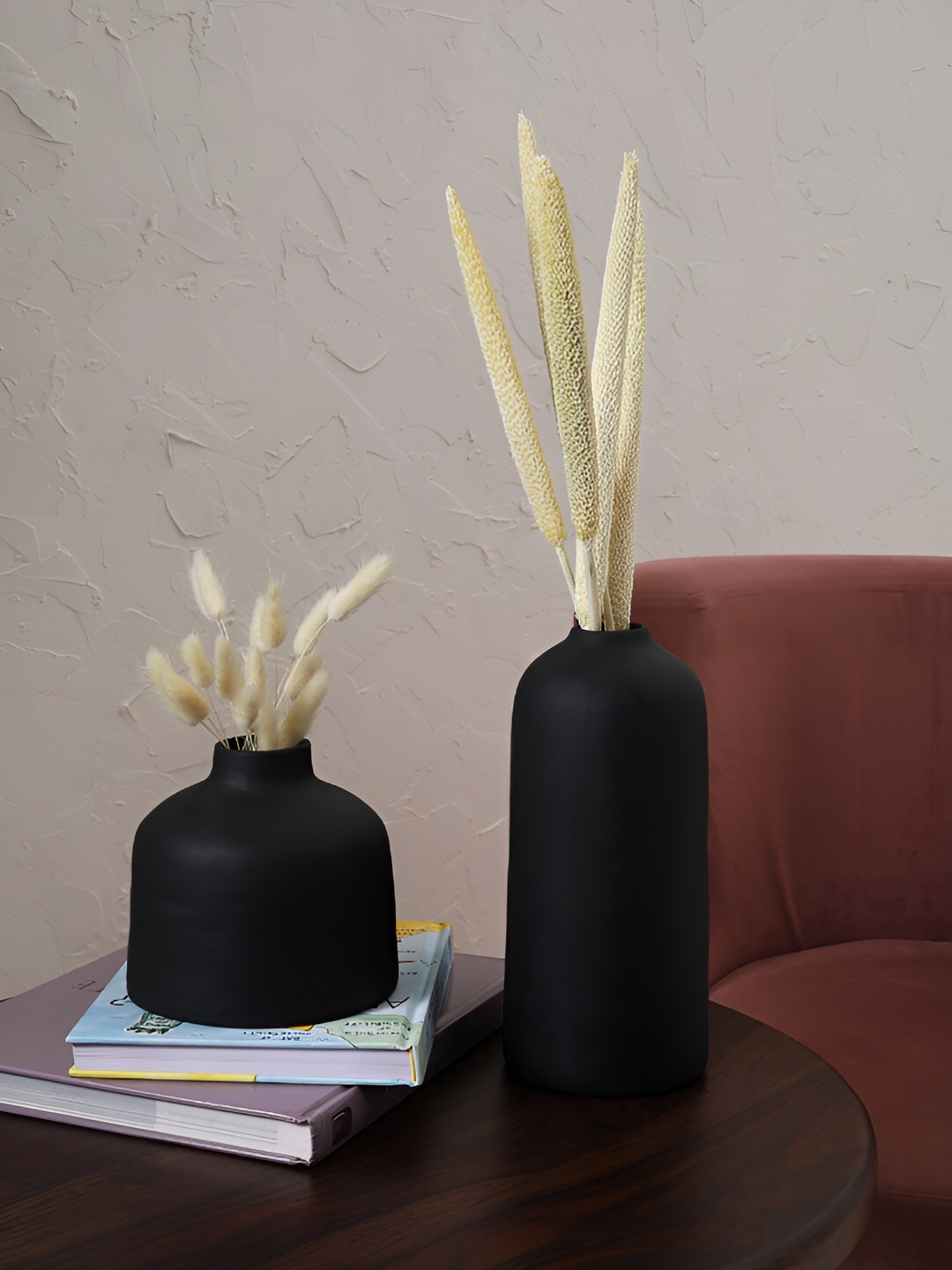 

PUREZENTO Kimono Black 2 Pieces Ceramic Flower Vases