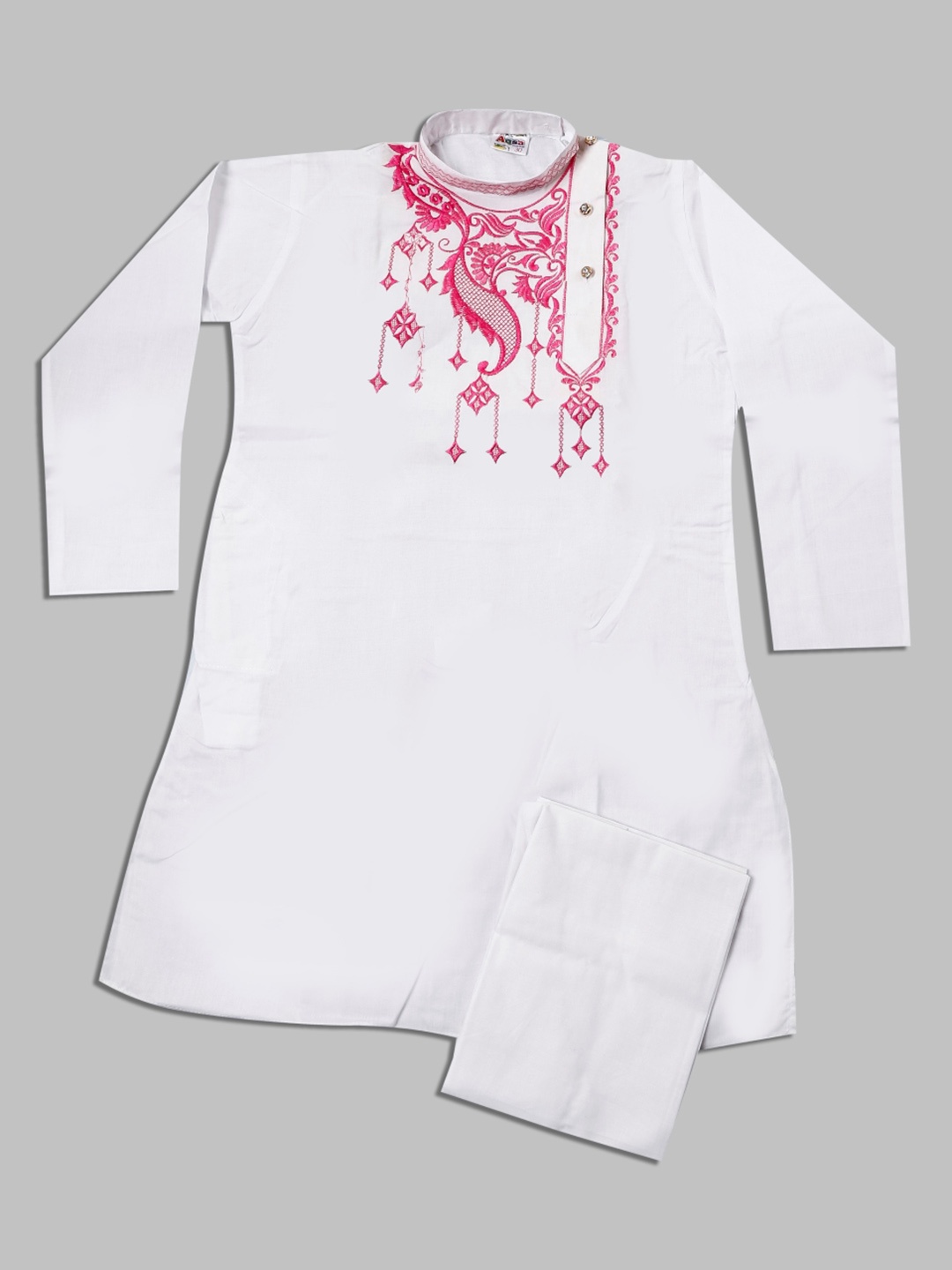 

BAESD Boys Embroidered Straight Kurta Set, Pink