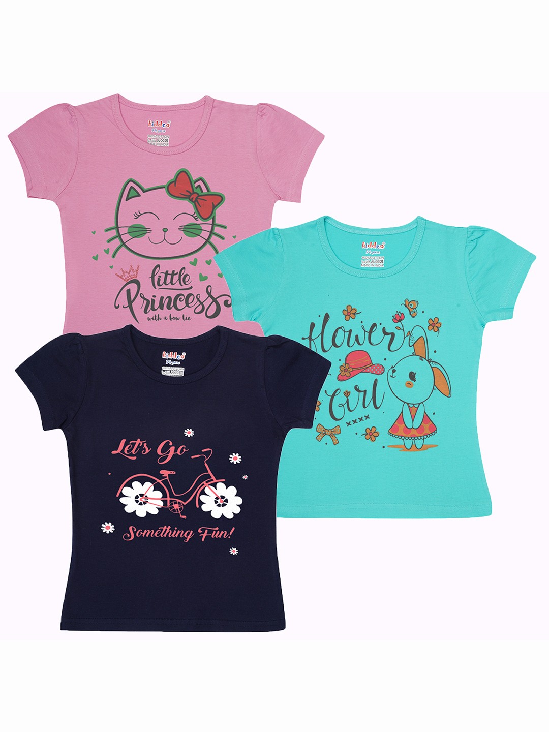 

Kiddeo Girls 3 Printed T-shirt, Multi