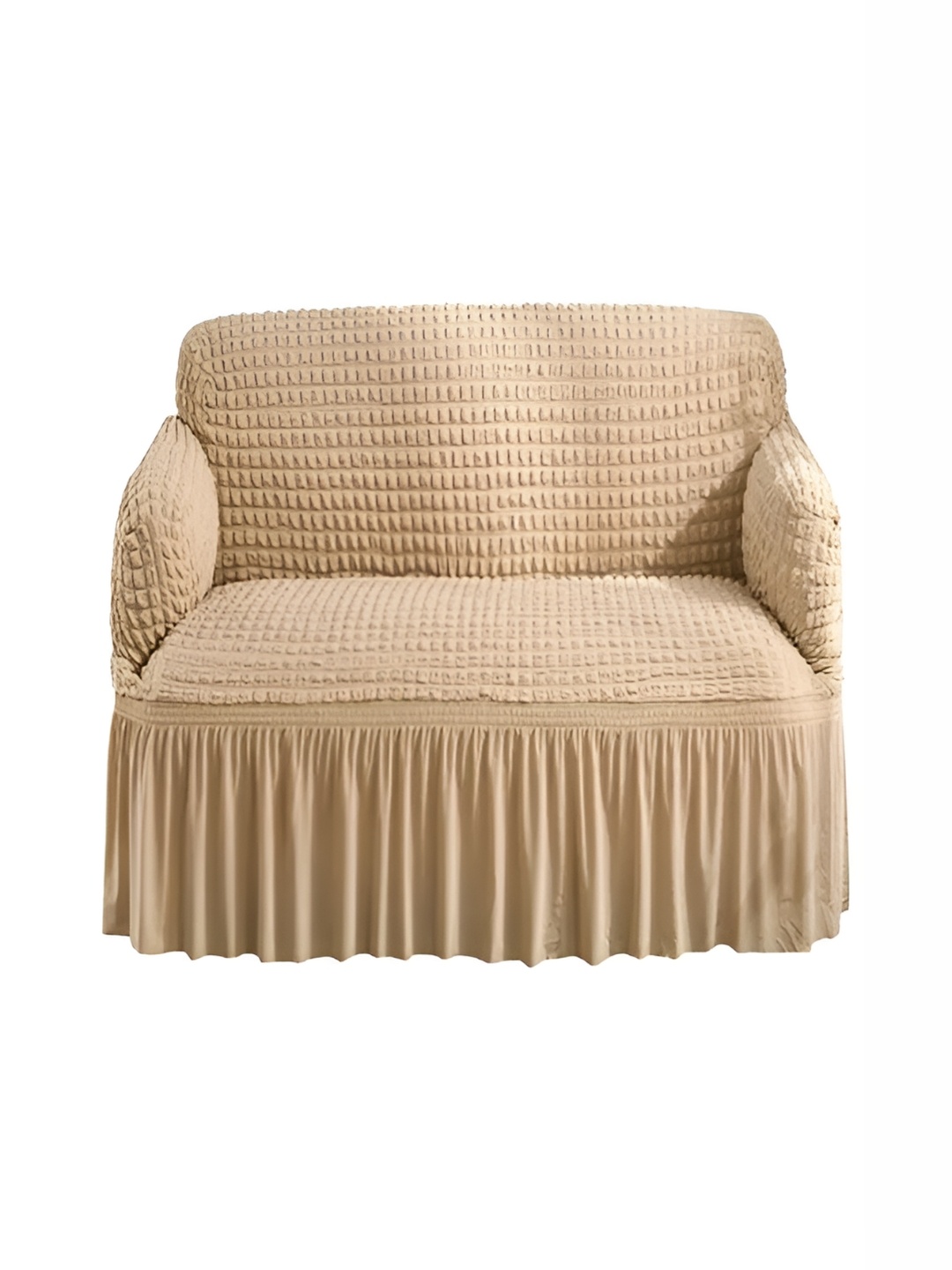 

TONY STARK Brown Textured 1 Seater Elasticated Sofa Cover With Arms