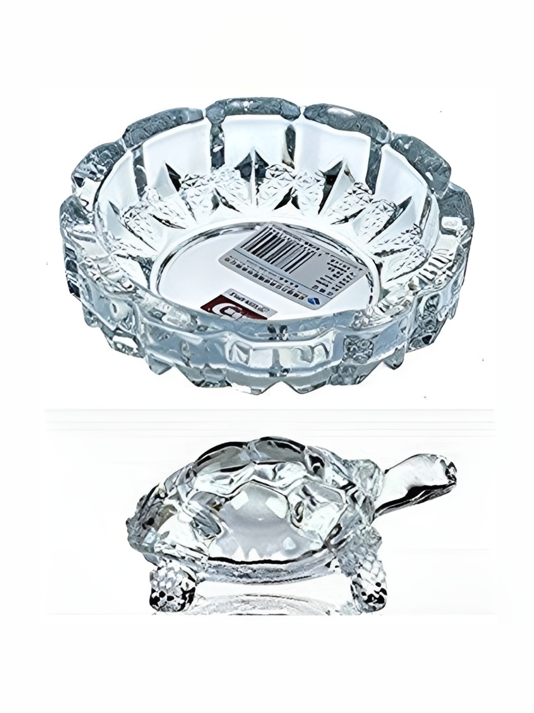 

Navyaksh Transparent Glass Kachua Plate Showpiece