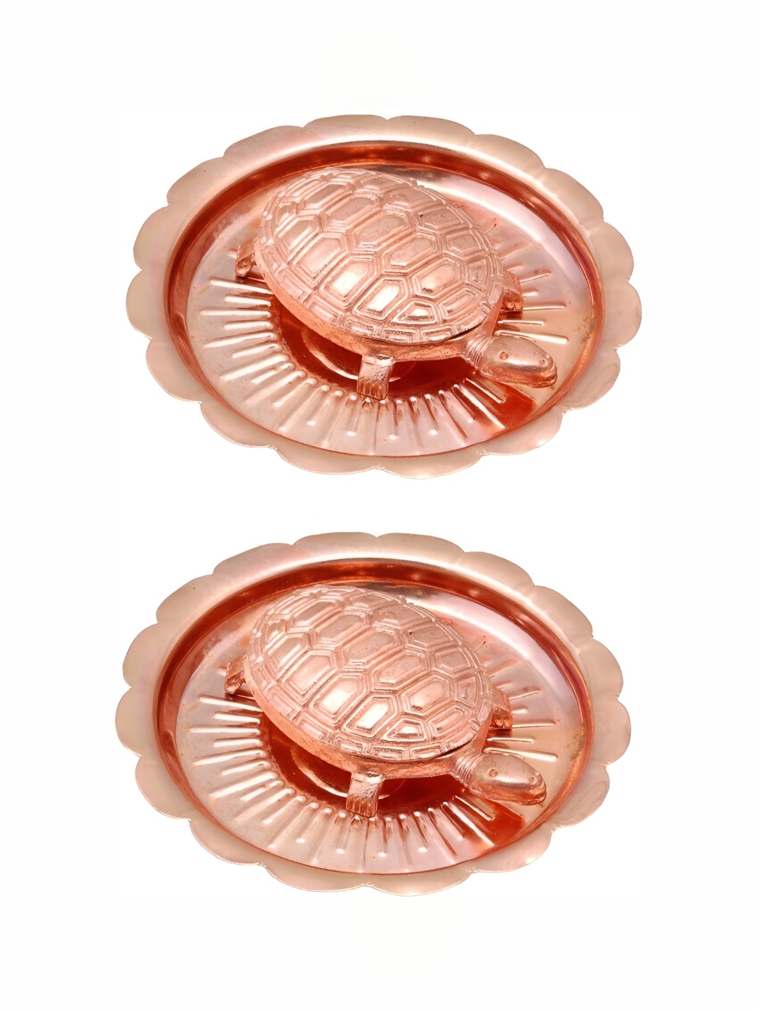 

Navyaksh Copper-Toned 2Pcs Religious Small Kachupa Plate Showpieces