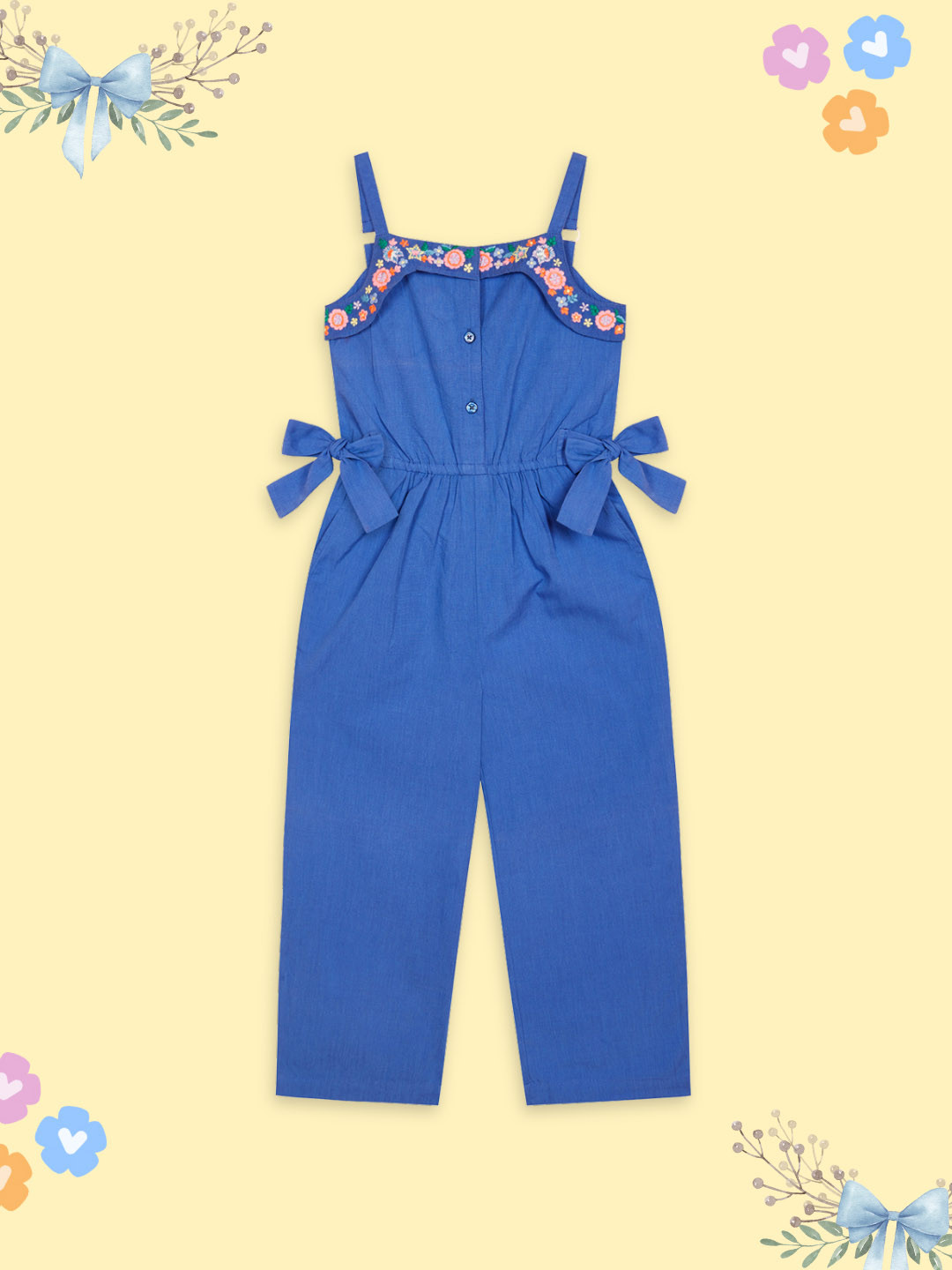

Budding Bees Girls Basic Jumpsuit, Blue