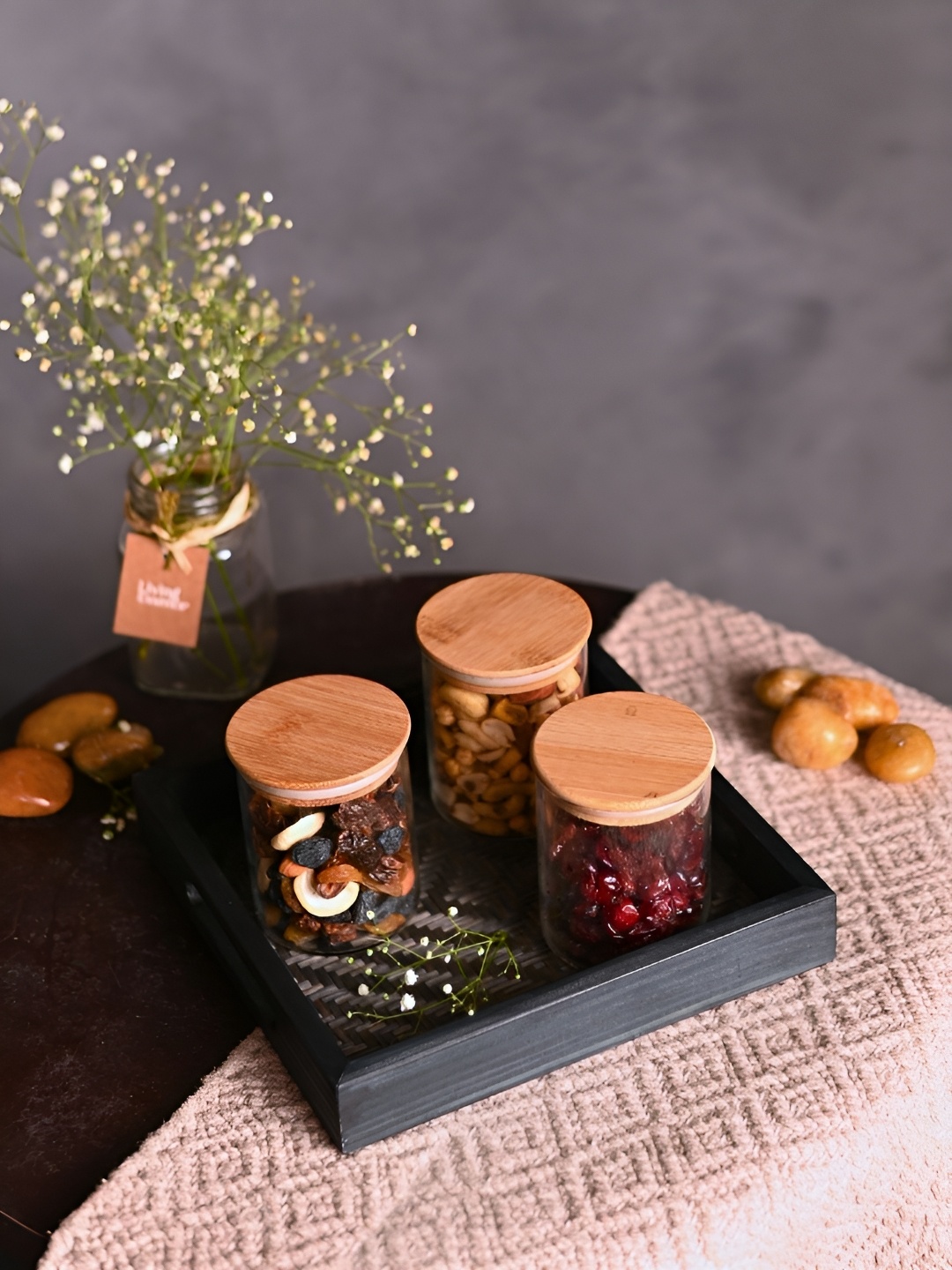 

KADAM HAAT Black Square Bamboo Serving Tray