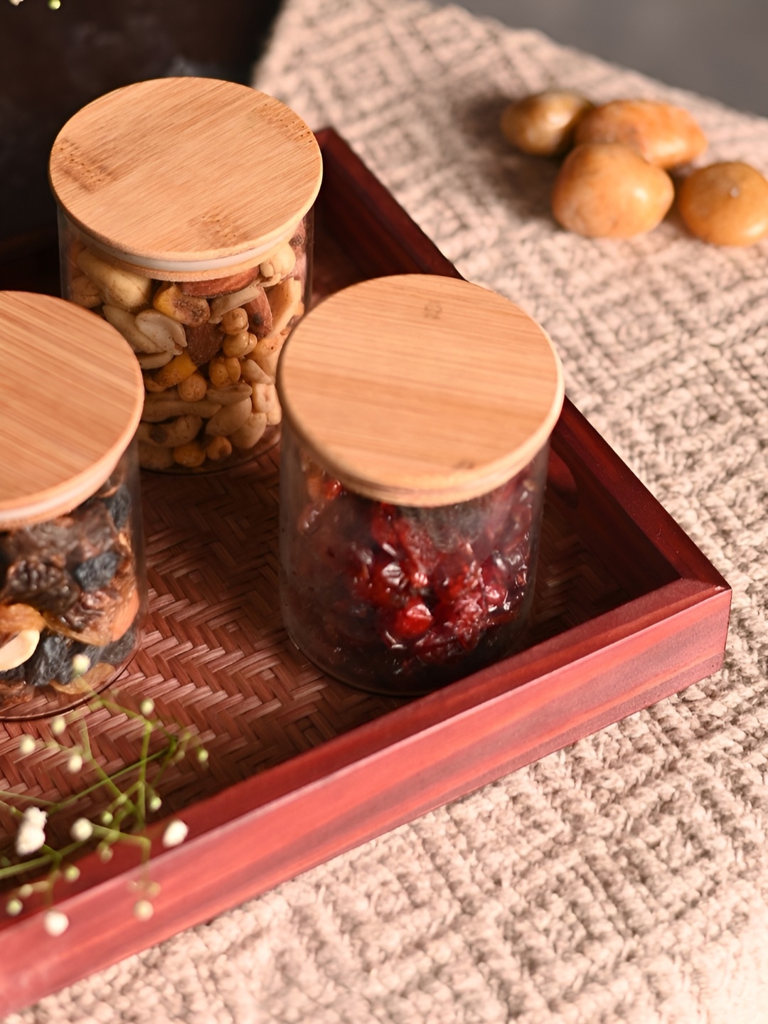 

KADAM HAAT Brown Square Bamboo Serving Tray