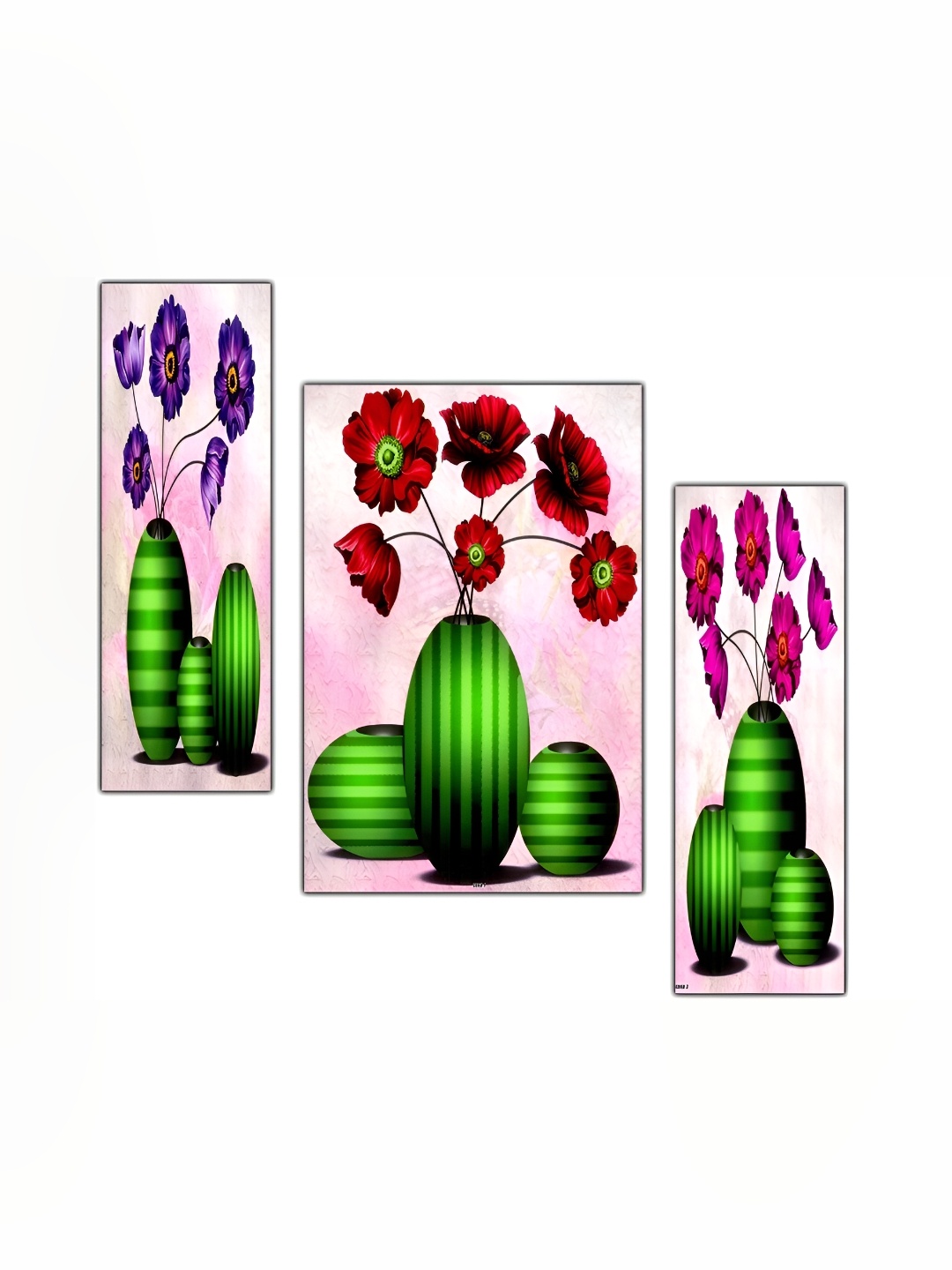 

PnF Pink & Green 3 Pieces Wooden Painting Wall Art
