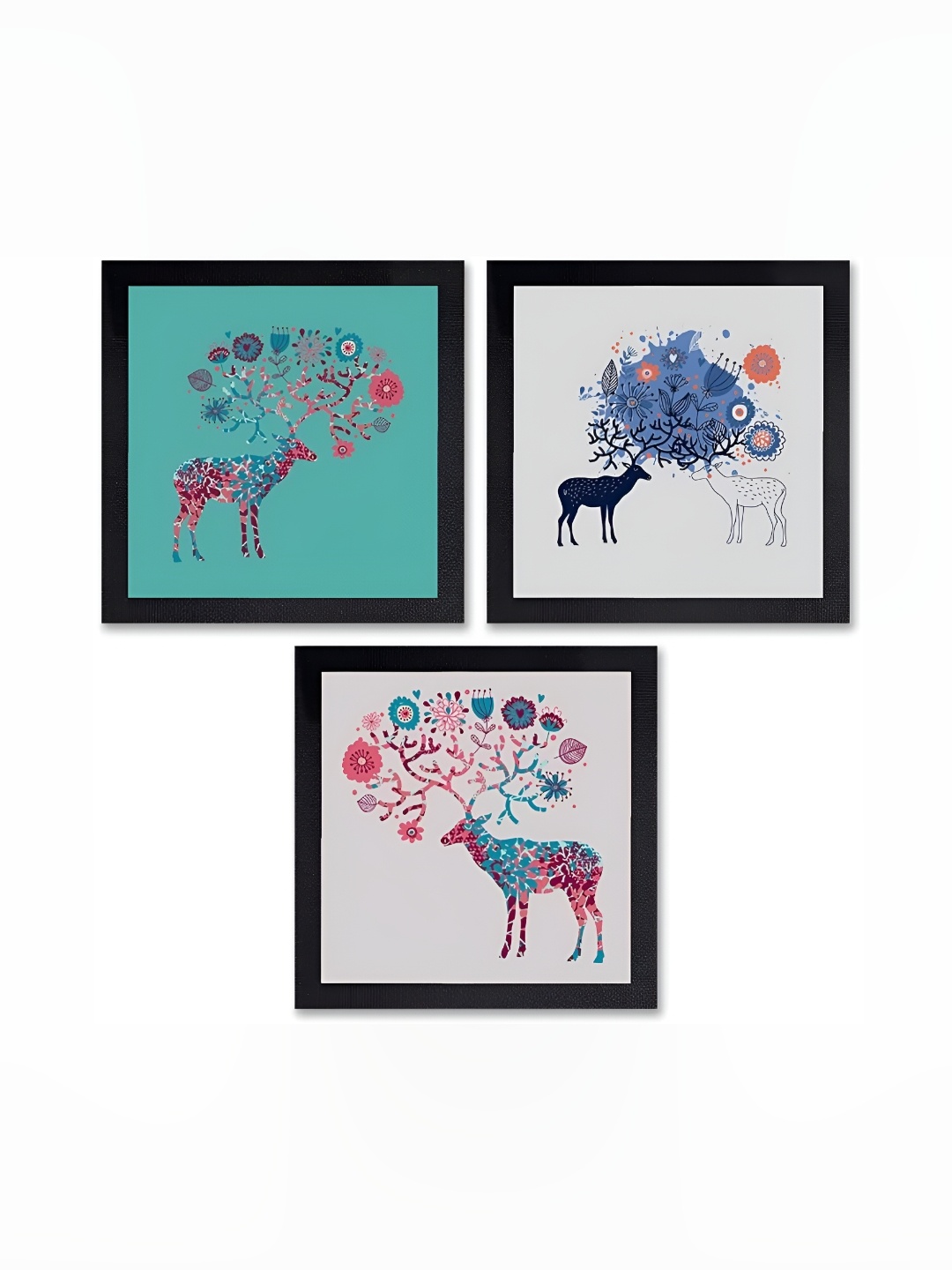 

PnF Black & Green 3 Piece Paper Birds and Animals Painting Wall Art