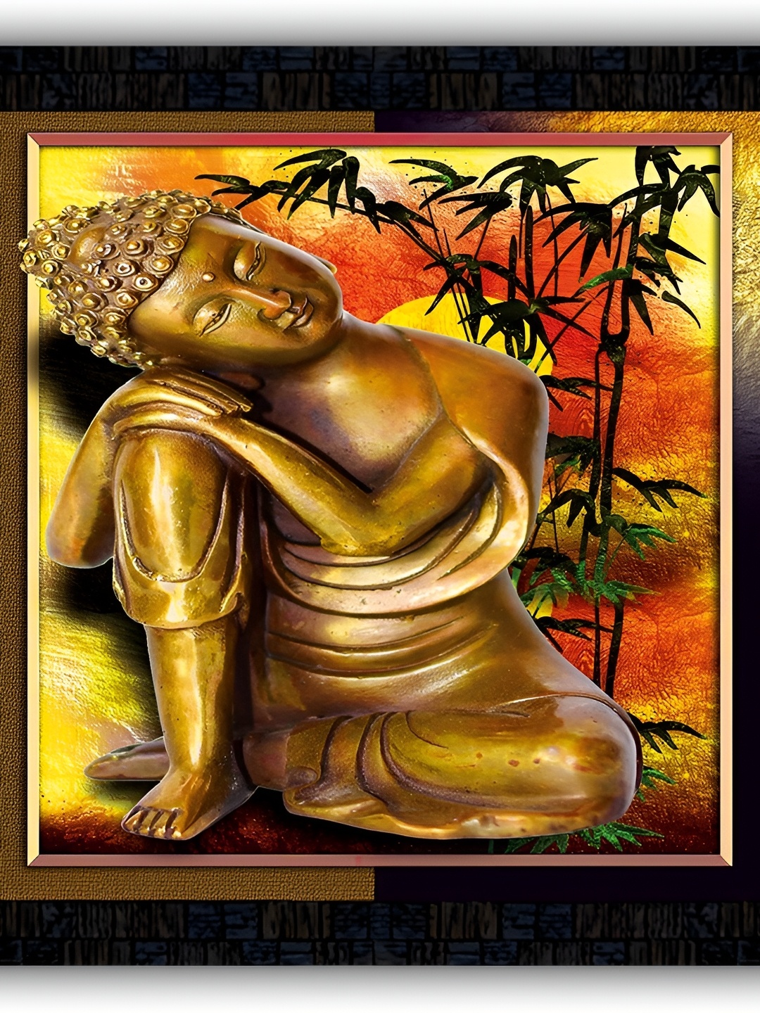 

PnF Black & Gold Toned Buddha Religious Painting Wooden Wall Art