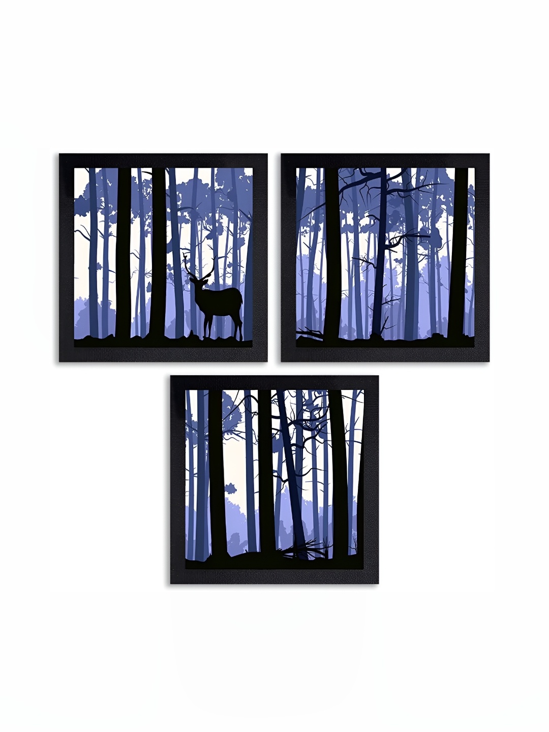 PnF Black & Blue Canvas Birds and Animals Wall Art