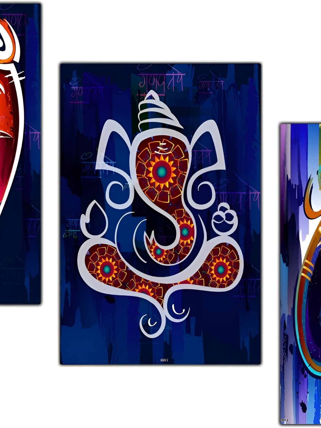 

PnF Black & Blue 3Pcs Wooden Religious Wall Paintings